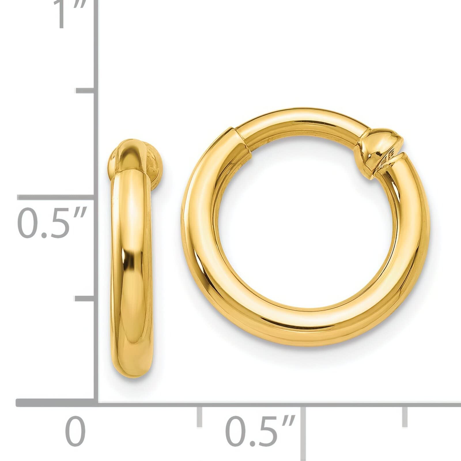 14K Yellow Gold Clip-On Hoop Earrings for Women - Hypoallergenic Non-Pierced Luxury Jewelry - Perfect for Weddings, Parties & Special Occasions