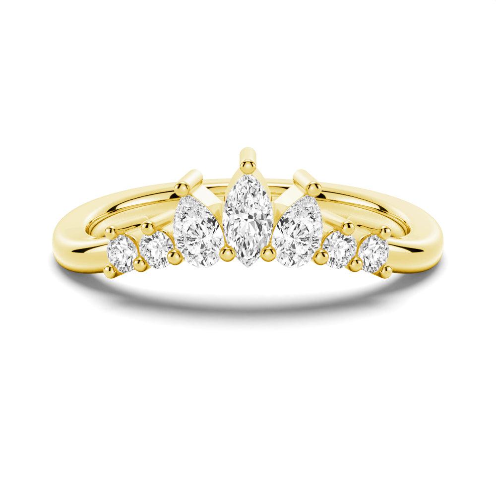 7 Stone Pear & Round Moissanite Wedding Band for Women - Anniversary, Engagement & Bridal Jewelry - Perfect for Proposals, Vows & Special Occasions