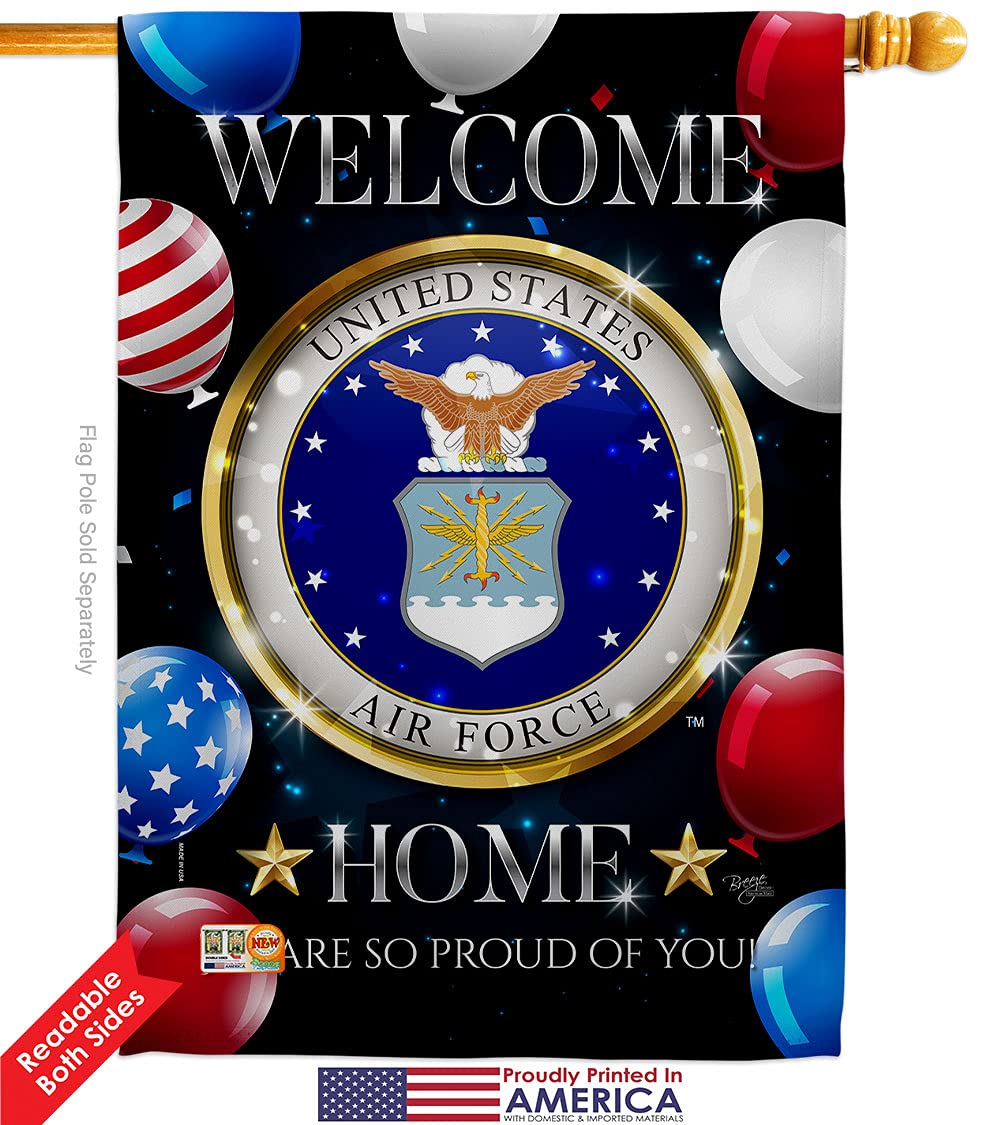 USAF Welcome Home Garden Flag Kit - Double-Sided 28x40 Inch American Military Veteran Yard Banner | Patriotic Home Decor for Armed Forces, Retirees & Military Families | Made in USA - Perfect for Front Yard, Porch & Outdoor Displays