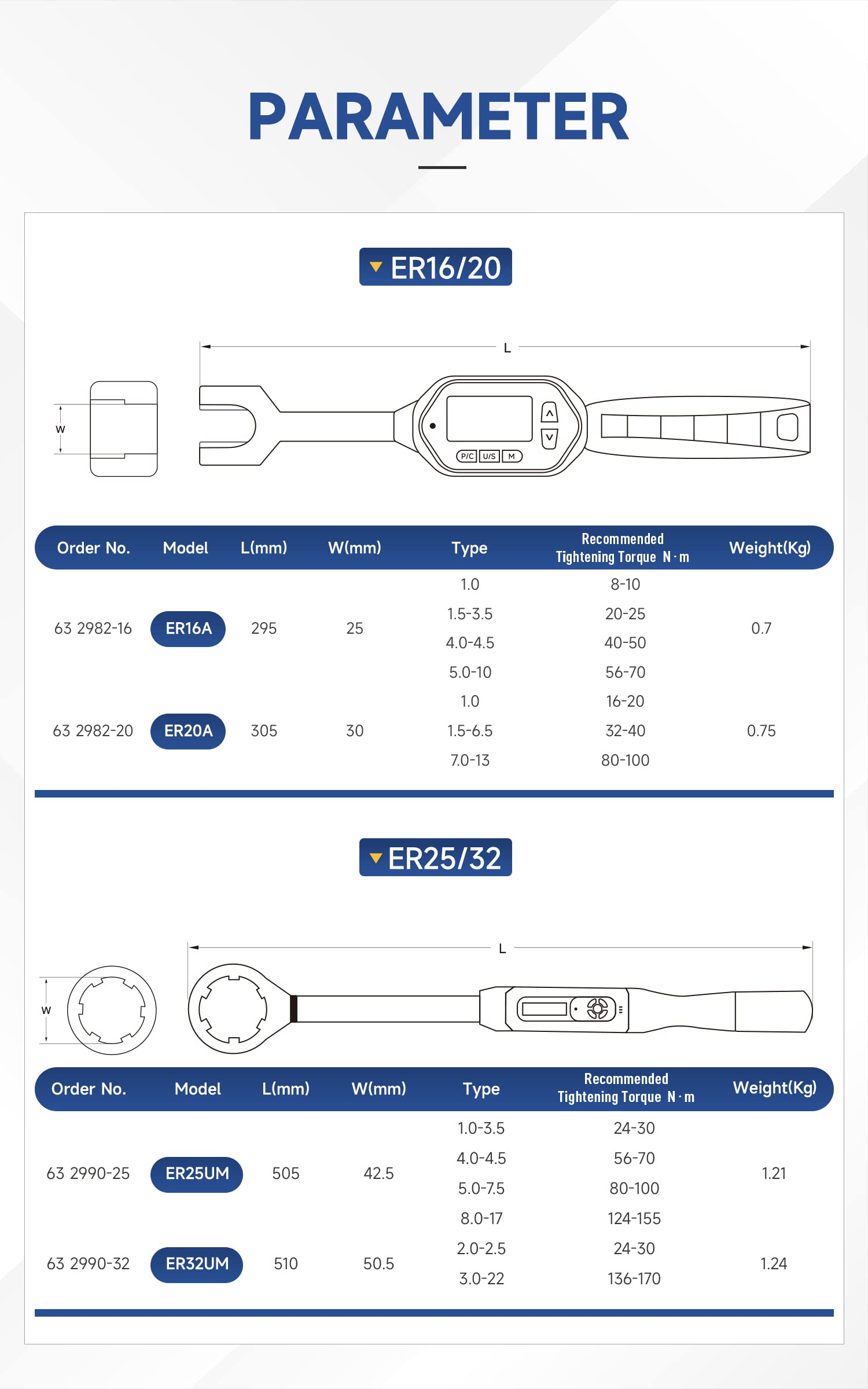 ER16A Digital Torque Wrench - ±2% High Accuracy Electronic Nut Torque Wrench with Audible/Visual Alarm & LED Display for ER Series Nuts - Perfect for Automotive Repair, Industrial Assembly and Mechanical Maintenance