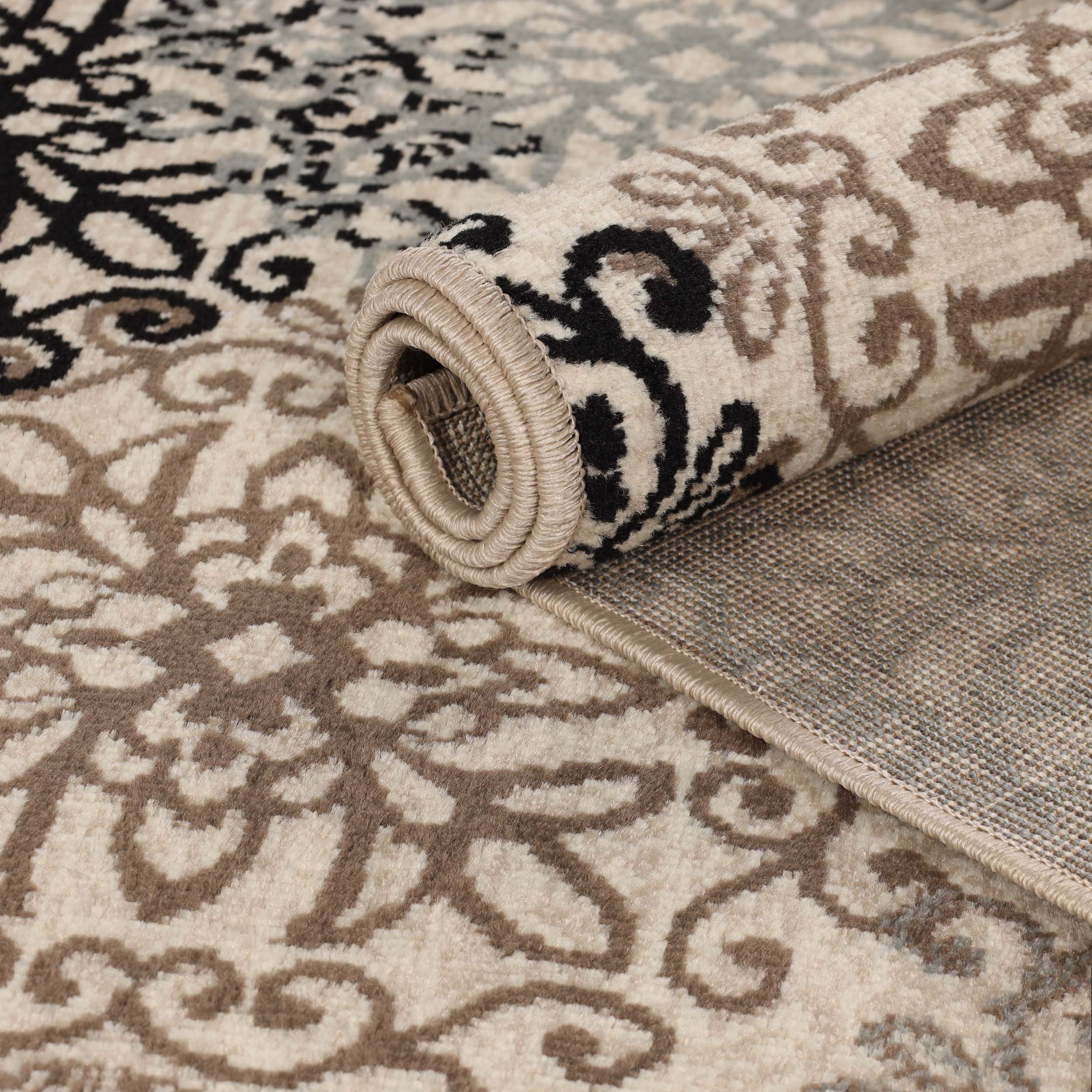 Leigh Traditional Floral Scroll Indoor Area Rugs & Runner Rugs - Non-Slip Soft Living Room Bedroom Decor Carpet