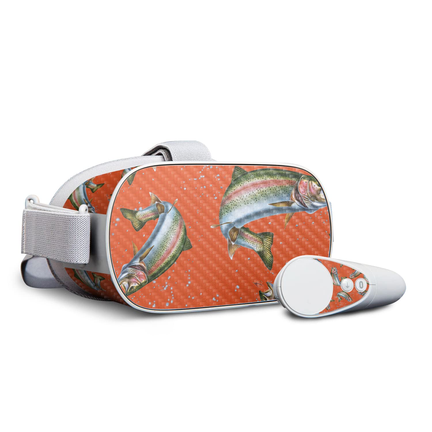 Premium Carbon Fiber Skin for Oculus Go - Trout Collage Design | Protective & Durable Textured Cover | Easy to Apply & Remove | Made in USA | Perfect for Gaming, VR Entertainment & Device Protection