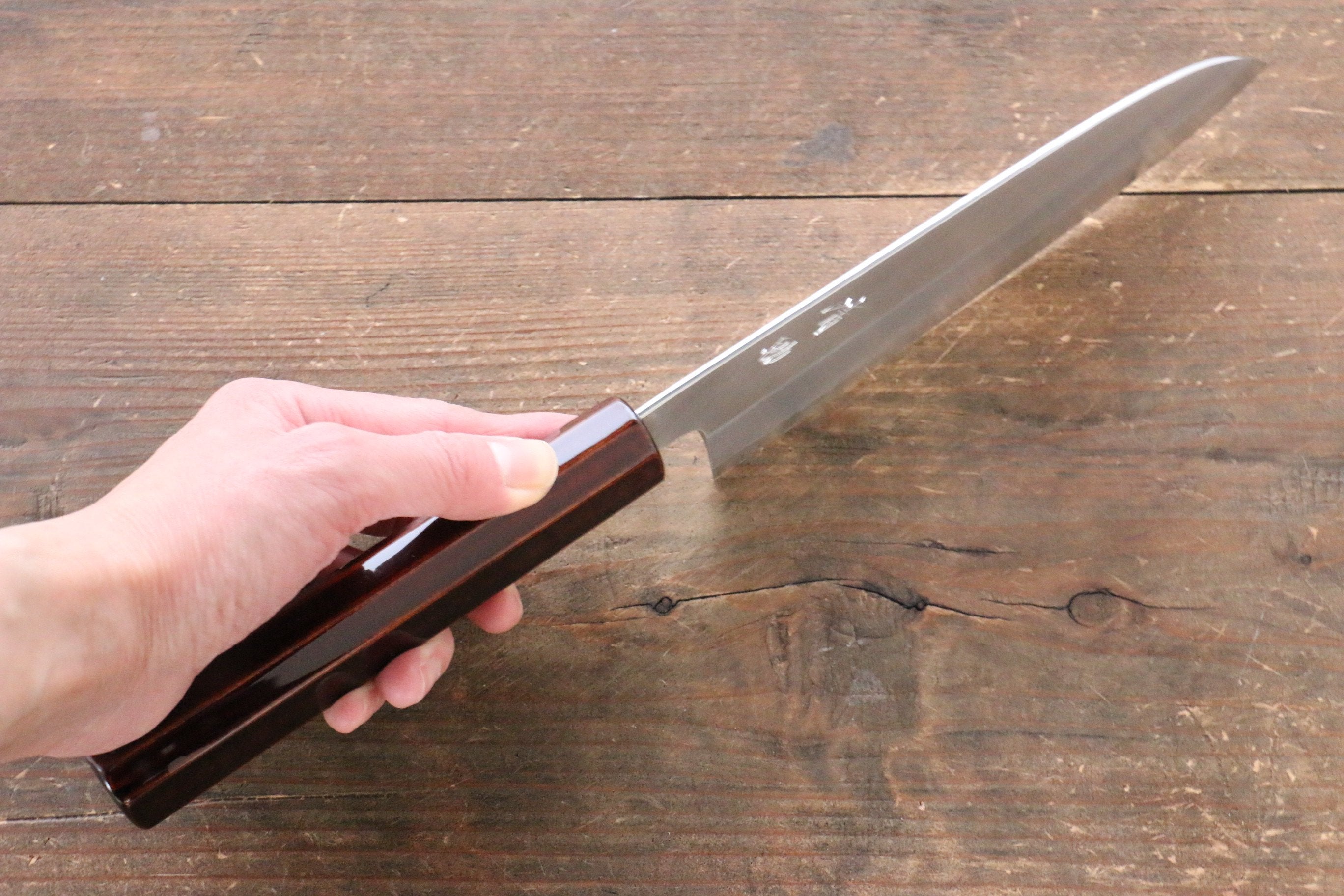 Premium Seisuke Silver Steel No.3 Santoku Knife 165mm - Japanese Chef Knife with Lacquered Wood Handle - Perfect for Slicing, Dicing & Chopping Vegetables, Meat & Fish