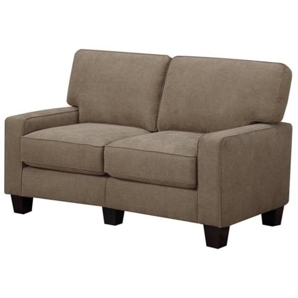 Fawn Tan Loveseat with Pillows - Cozy Fabric Sofa for Living Room