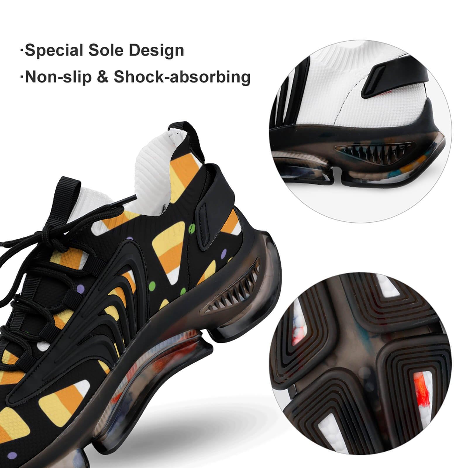 Halloween Candy Corn Pattern Men's Running Shoes - Lightweight Athletic Sneakers for Gym, Hiking & Sports | Festive Workout & Costume Shoes