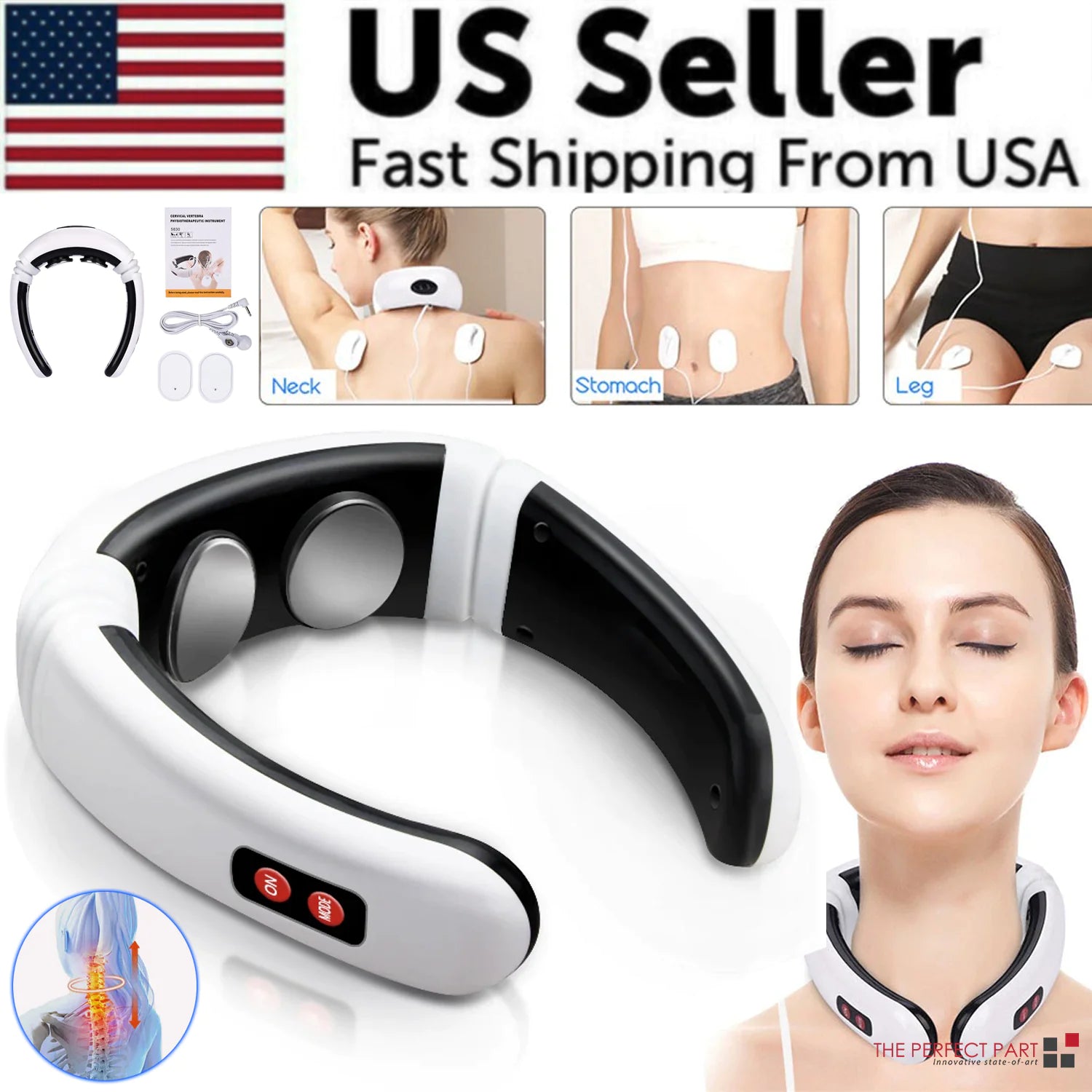 Electric Neck Massager with Pulse & Magnetic Therapy - Instant Pain Relief for Shoulder, Back & Muscle - Perfect for Office, Travel & Home Use