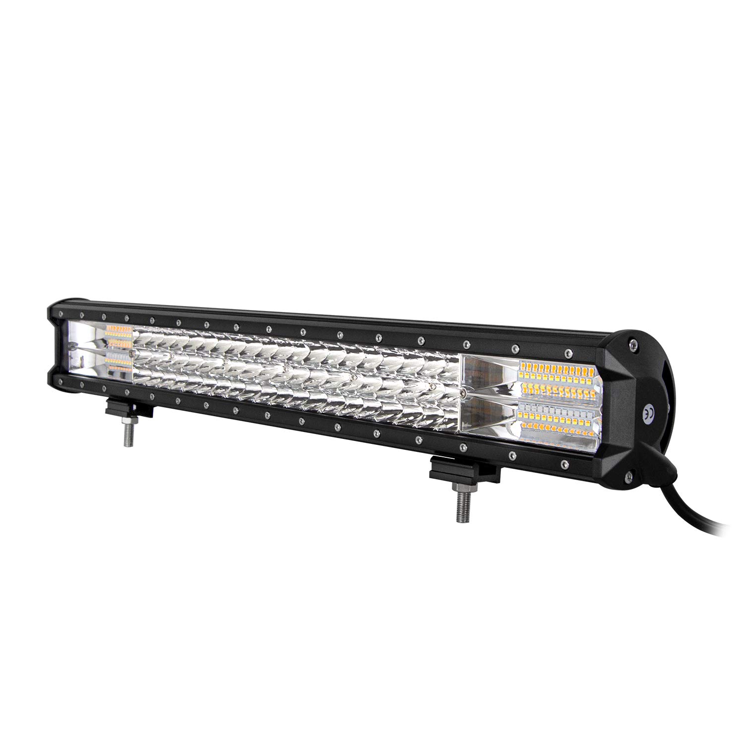AUXTINGS 22 Inch 324W Strobe LED Light Bar - White/Amber Flash, Triple Row 5500LM Flood Spot Combo - Off Road Lights for Trucks, ATVs, UTVs, Emergency Vehicles & Night Driving