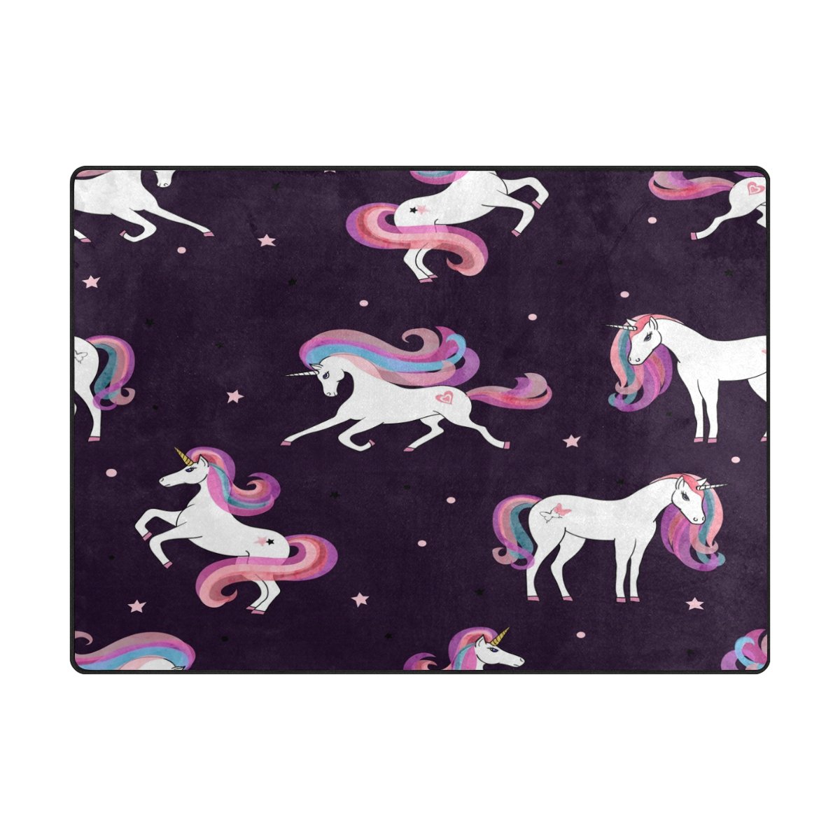ALAZA 7' x 5' Cartoon Unicorn Star Area Rug - Soft Non-Slip Kids Room Carpet for Bedroom, Living Room & Nursery - Perfect for Playrooms, Dorm Decor and Fantasy Themed Spaces