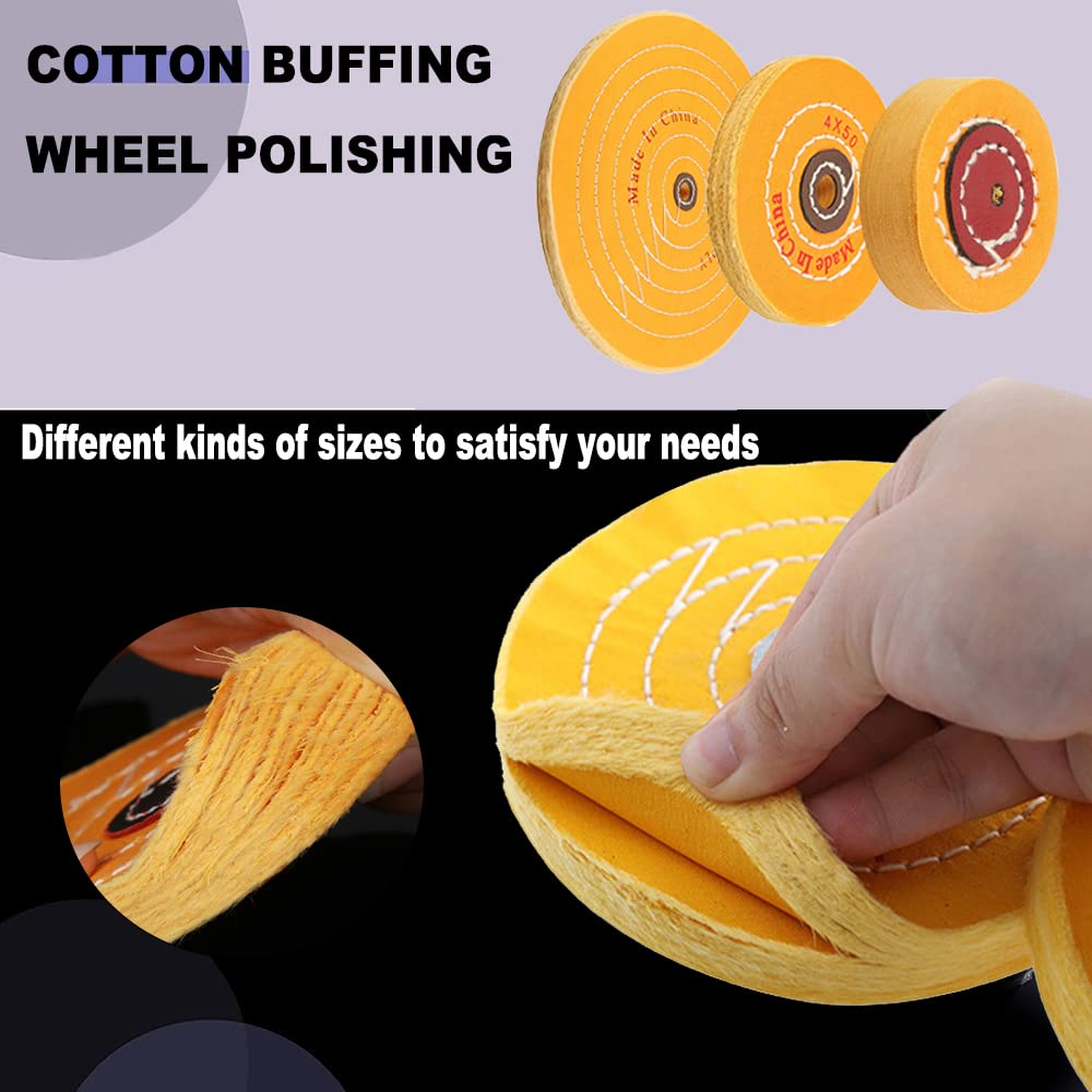 5.5 Inch Cotton Buffing Wheel for Bench Grinder - 16mm Arbor Hole - 2 Pack - Perfect for Metal Polishing & Jewelry Making
