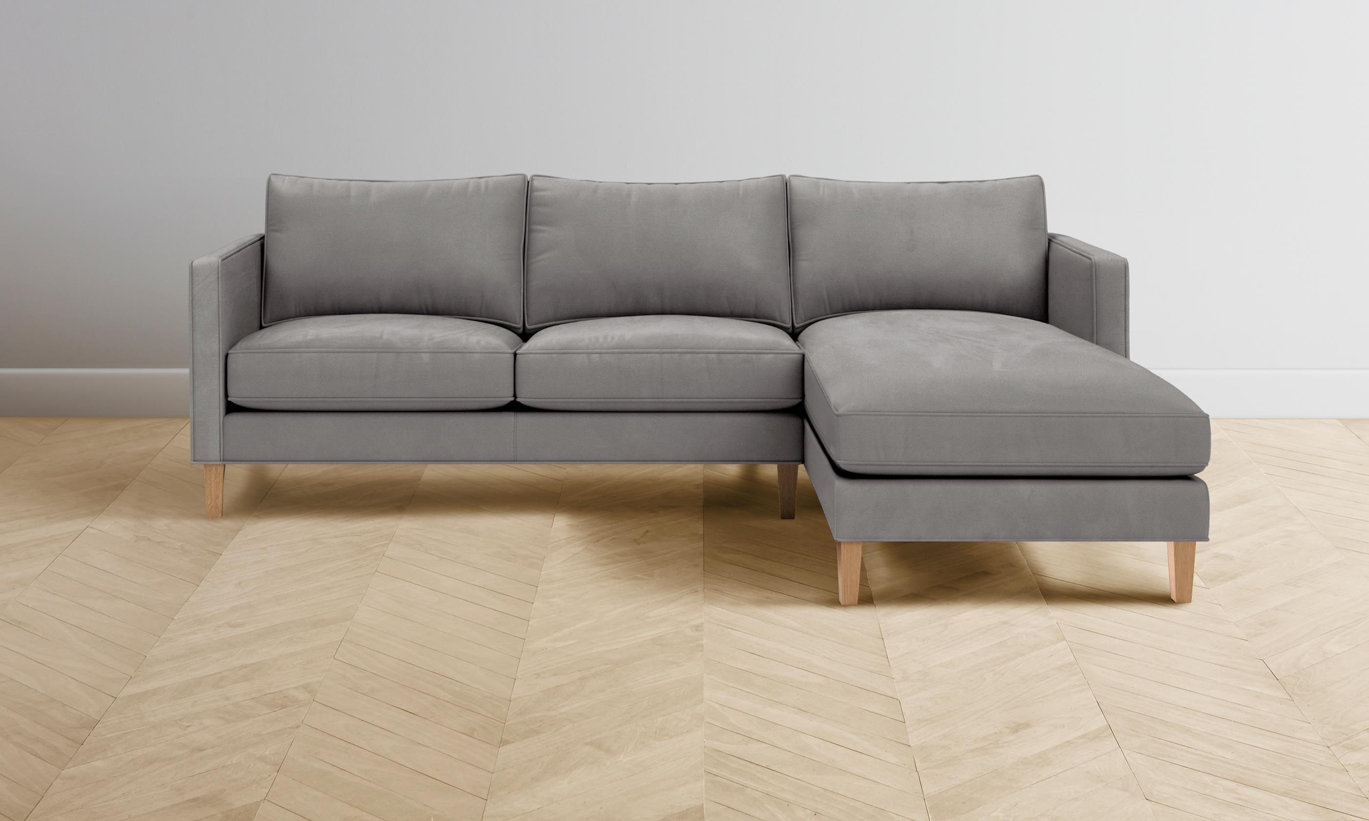 Premium Crosby Sectional Sofa - Genuine Nubuck Leather in Asphalt Gray | Modern Living Room Furniture for Home Theater & Family Gatherings