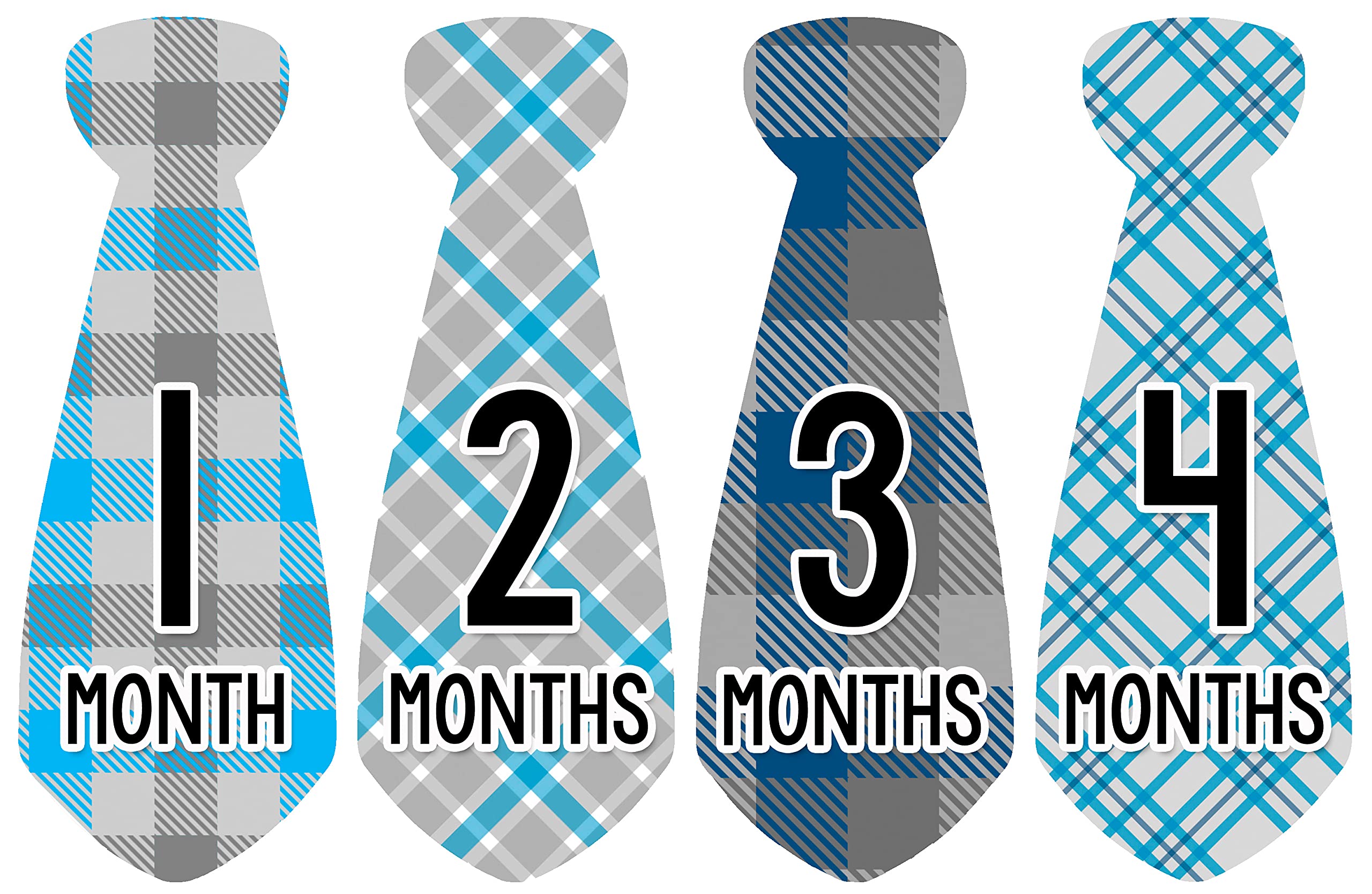 Baby Monthly Milestone Necktie Stickers - Newborn Boy Growth Photo Props - Set of 20 Adhesive Month Stickers for Baby Shower, First Birthday & Monthly Photos - Perfect for Baby Album, Scrapbooking & Social Media Posts