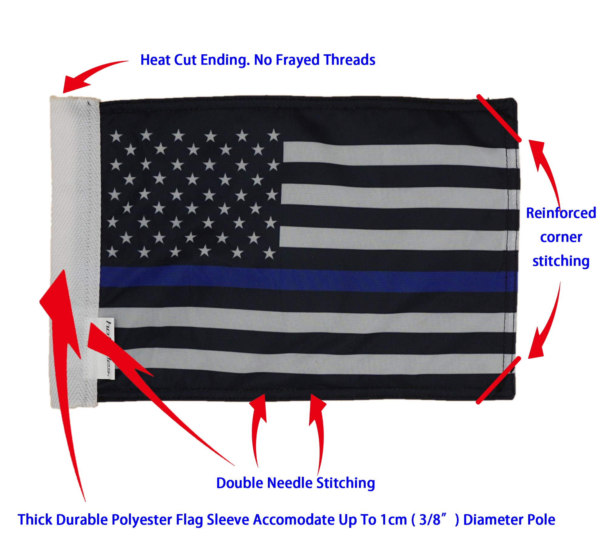 Durable USA Black & Blue Motorcycle Flag 10x15 Inch - Ride in Style