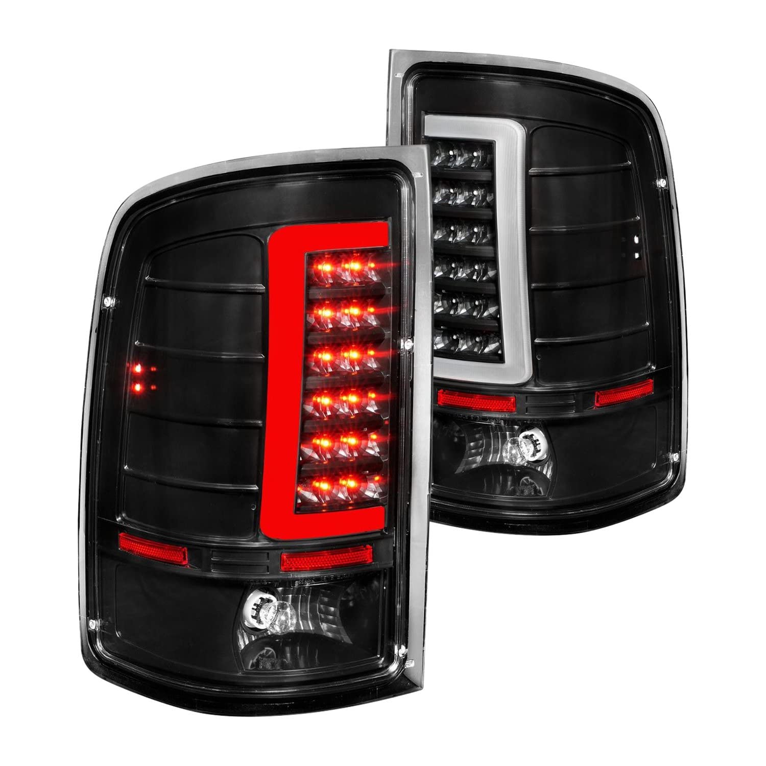 2007-2013 GMC Sierra LED Tail Lights with Light Bar - Black Housing & Clear Lens | ANZO 311388 | Enhanced Visibility & Style for Night Driving & Off-Road Adventures