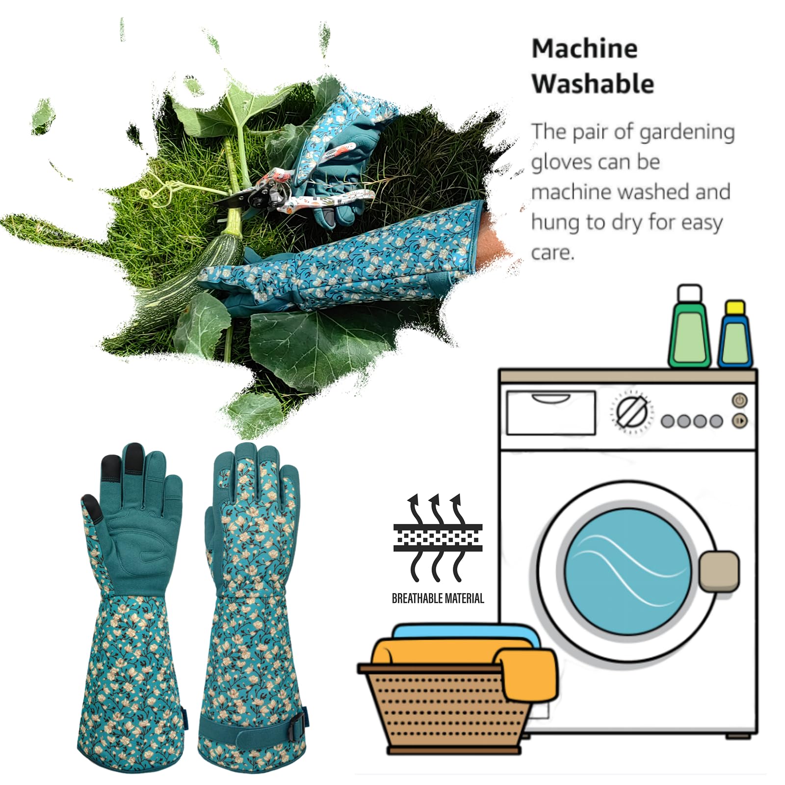 Durable Gardening Gloves with Touchscreen - Long Cuff Work Gloves for Rose Pruning & Outdoor Tasks - Perfect Gifts for Women & Men - Ideal for Gardening, Landscaping, and Farm Work