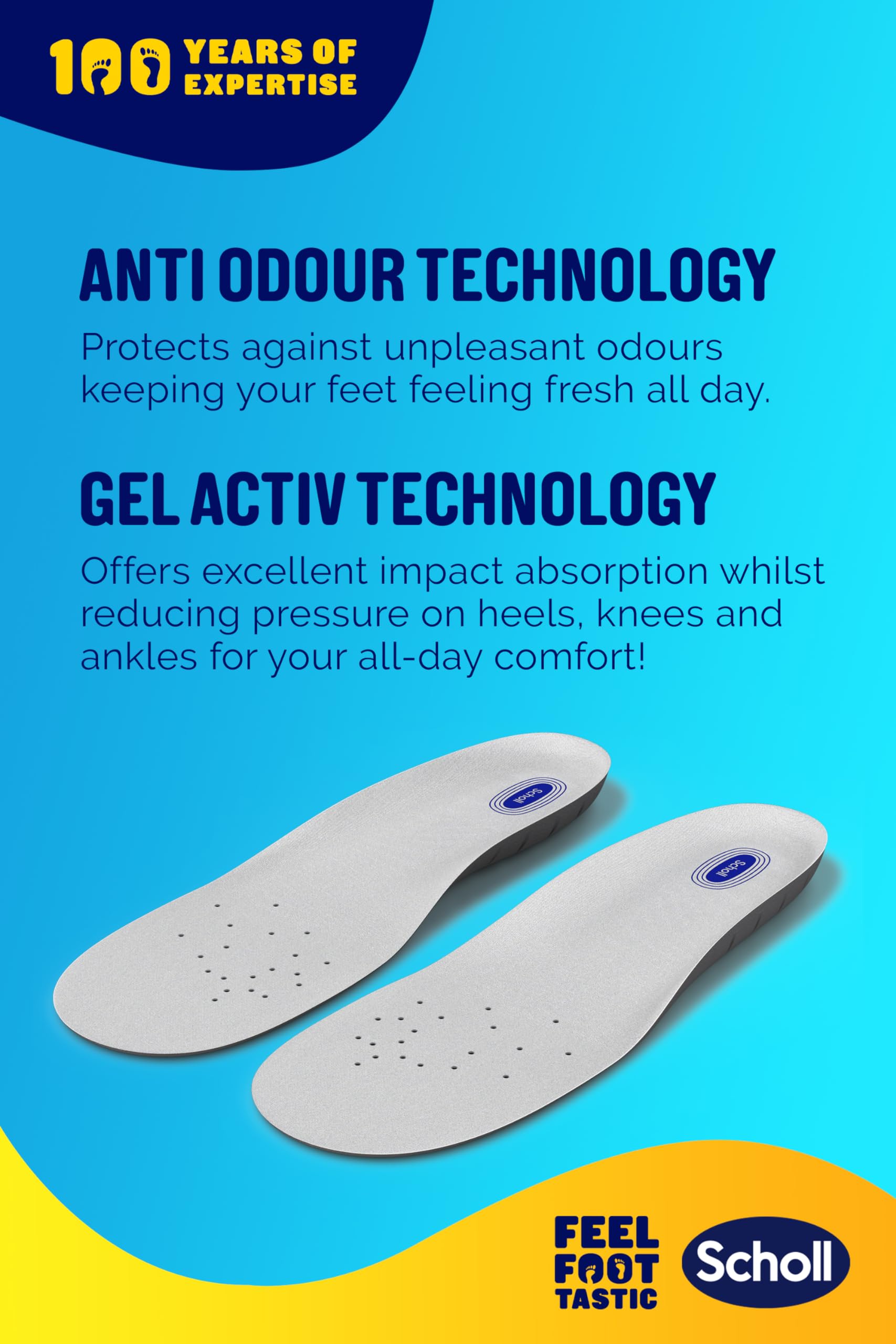 Scholl Women's Gel Activ Work Insoles for Comfort & Support - UK Size 3.5-7.5 - Perfect for Nurses, Teachers & Standing All Day