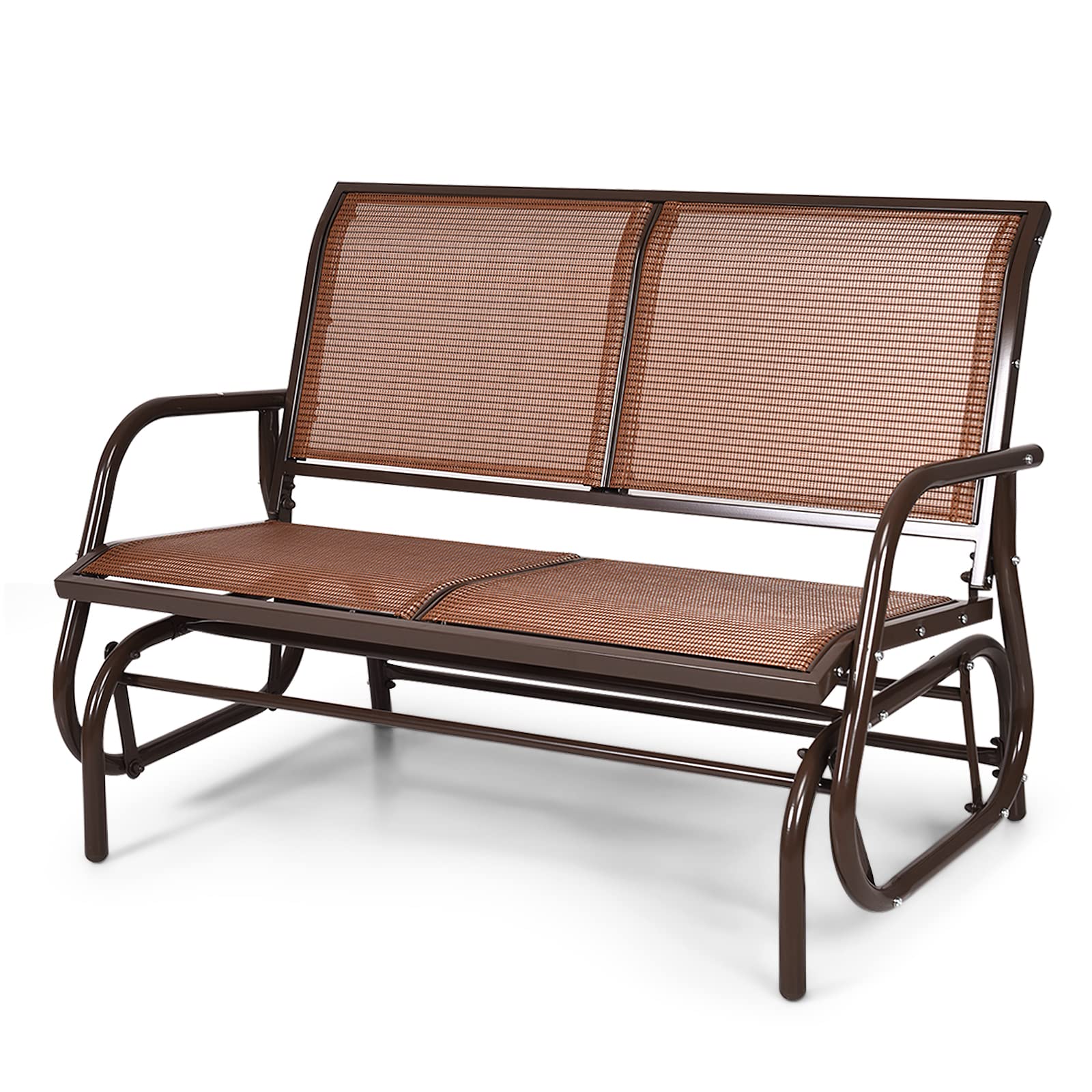 Tangkula 2-Person Outdoor Patio Glider Swing Bench - Heavy-Duty Steel Frame & Breathable Fabric Loveseat - Perfect for Poolside, Garden, Backyard & Porch Relaxation | Patio Furniture for Couples & Outdoor Lounging