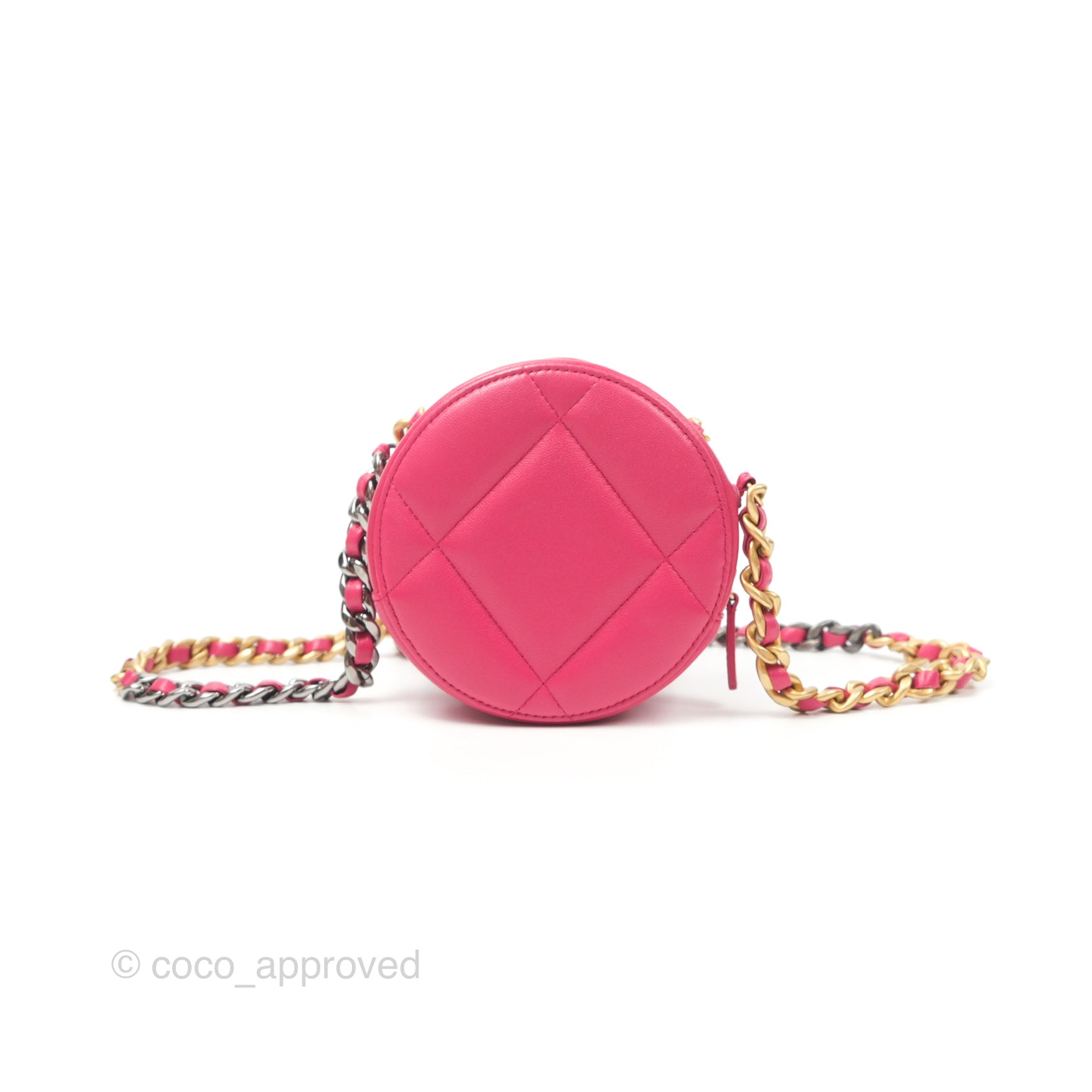Chanel 19 Round Clutch with Chain - Dark Pink Mixed Hardware Crossbody Bag for Women | Luxury Evening Purse for Parties, Dinner Dates & Special Occasions