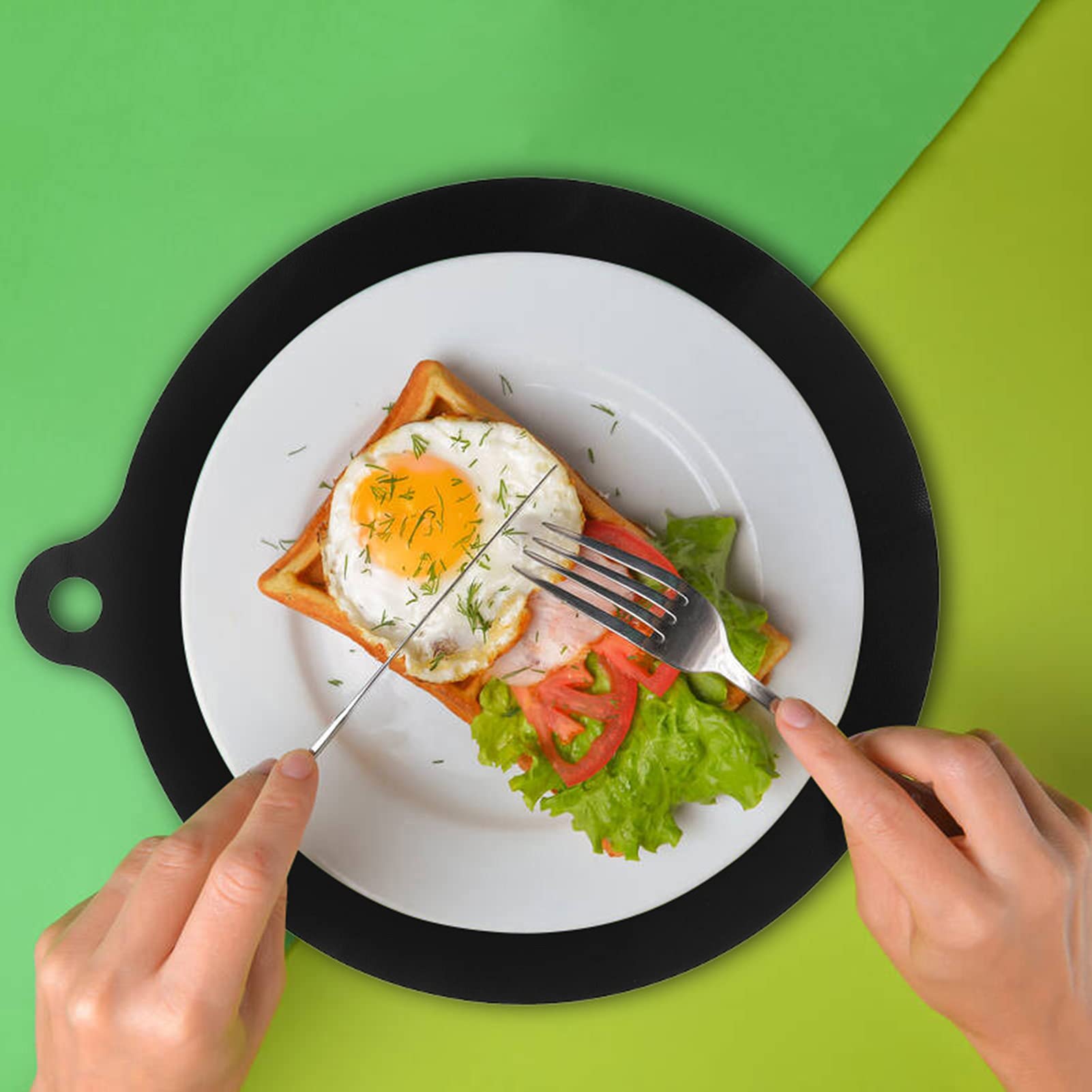 Non-Slip Silicone Heat Resistant Mat for Induction Cooker, Microwave, Air Fryer, Toaster Oven & Coffee Maker - Odor-Free Round Hot Surface Protector Pad - Perfect for Kitchen Countertops, Dining Tables & Outdoor Cooking
