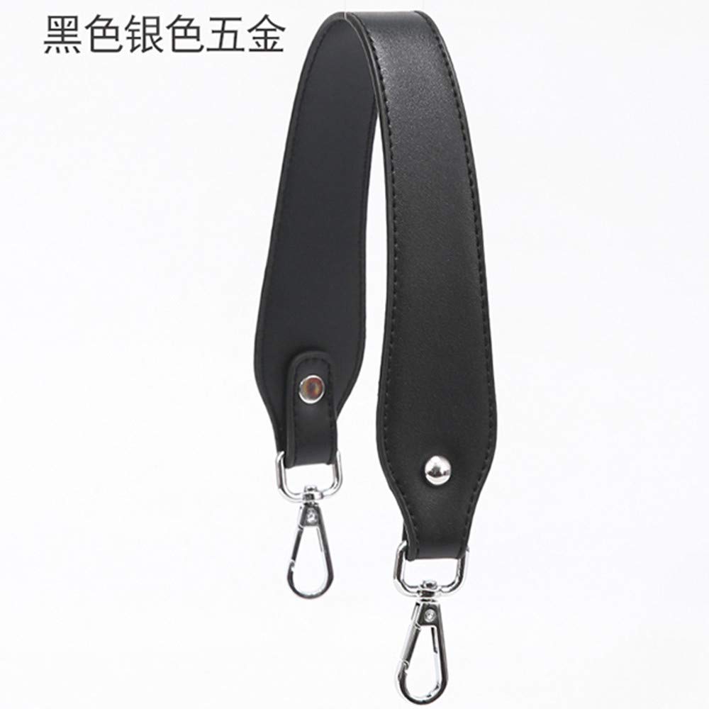Black Leather Crossbody Bag Strap with Black Edge - 17