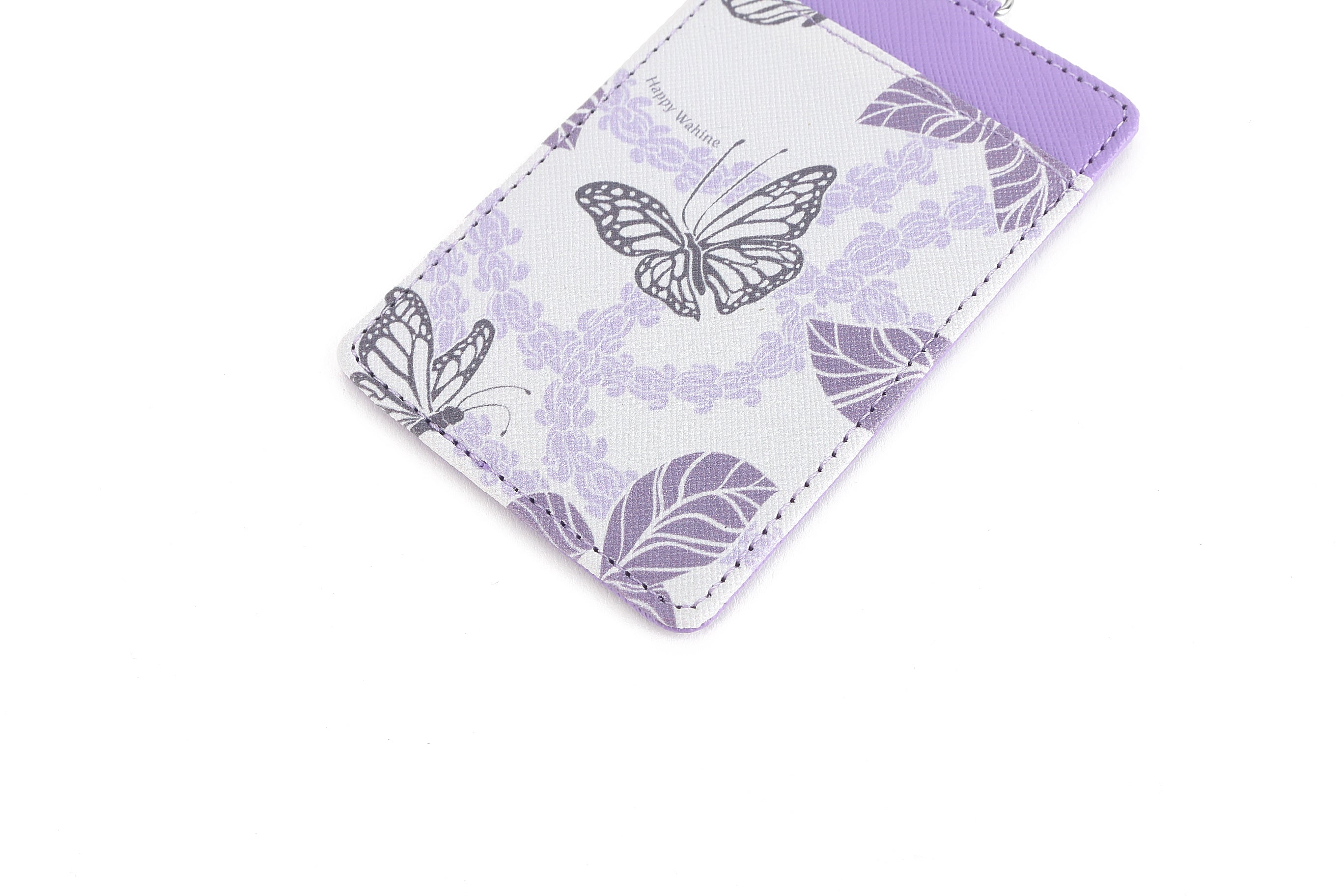April Crownflower Purple Leather Card Holder - Slim RFID Blocking Wallet for Credit Cards & ID - Perfect for Travel, Business, and Everyday Use