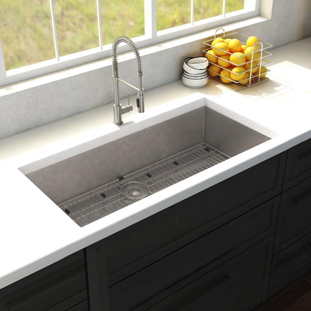 ZLINE Meribel 33-Inch Undermount Single Bowl Stainless Steel Kitchen Sink with Bottom Grid (SRS 33) - Durable & Stylish for Modern Kitchens, Perfect for Food Prep & Dishwashing