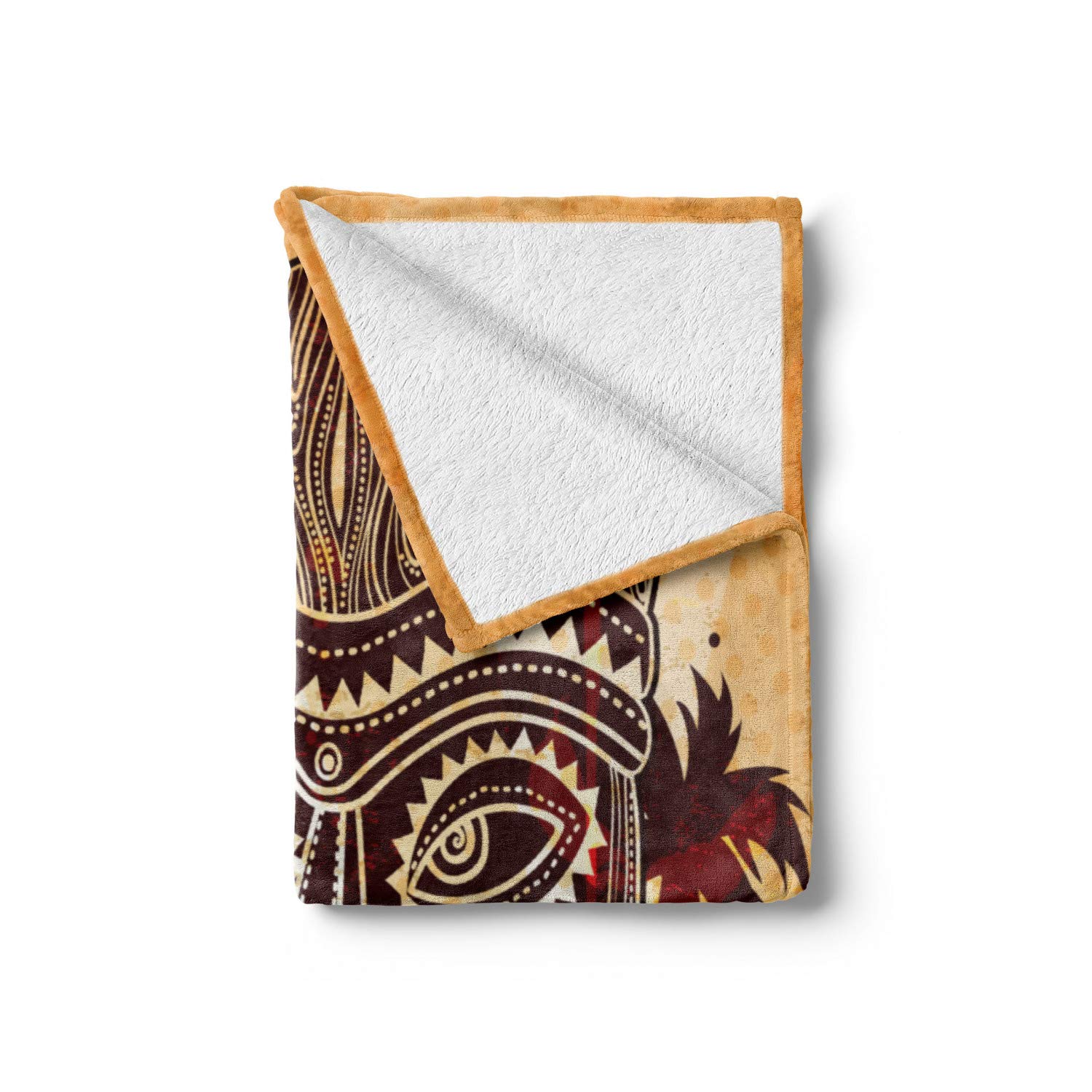 Ambesonne Tribal Throw Blanket - Soft Flannel Fleece Accent Blanket with Totem Tiki & Palm Tree Design on Polka Dot Backdrop, 60