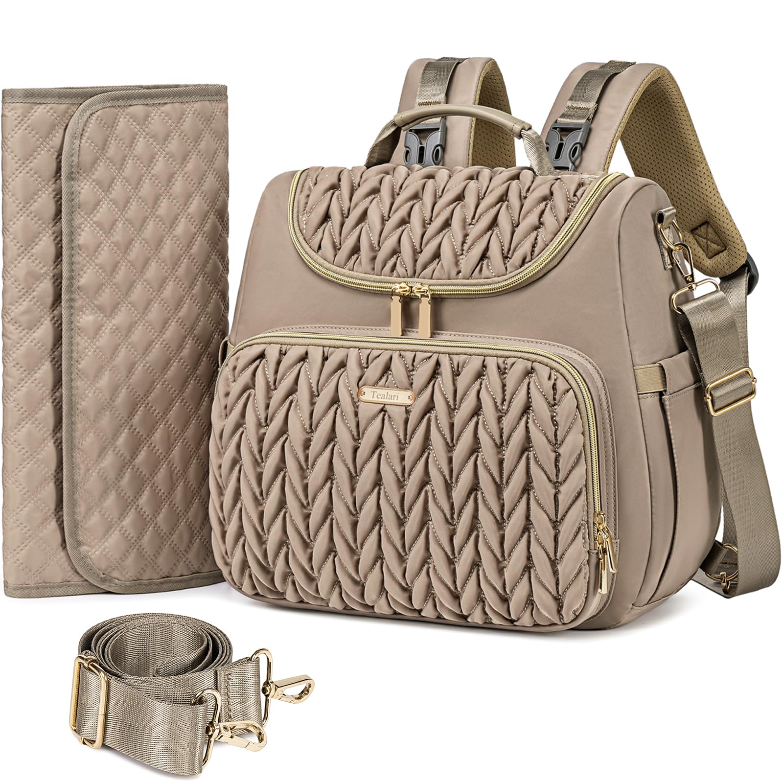 4 in 1 Convertible Diaper Bag Backpack - Waterproof Baby Diaper Bag with Changing Pad - Converts to Tote, Backpack, Stroller Bag & Crossbody - Perfect for Travel, Shopping & Parenting On-The-Go
