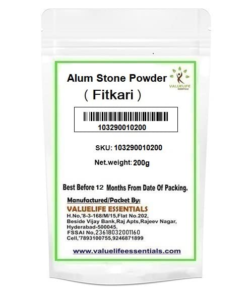 Valuelife Alum Stone Powder (Fitkari Powder) - 200g | Natural Deodorant & Skin Care | Perfect for Underarm Odor Control & Post-Shave Relief