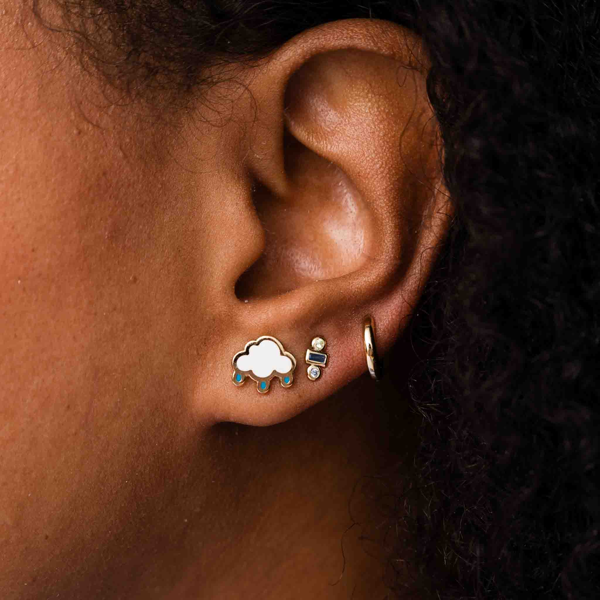 Rain Cloud Stud Earrings - Dainty Silver Cloud Earrings for Women, Trendy Minimalist Jewelry - Perfect for Everyday Wear & Gift Giving