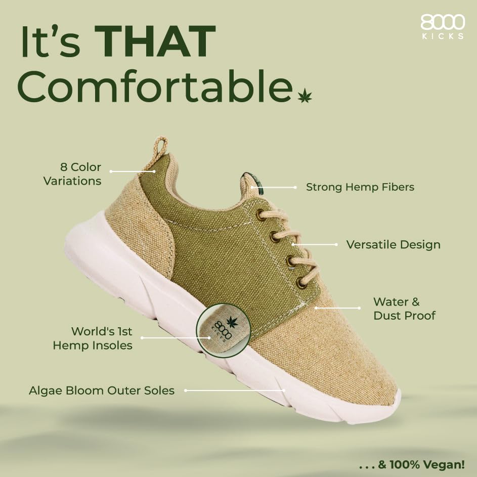 8000Kicks Explorer V2 Women's Hemp Waterproof Hiking Shoes | Breathable Outdoor Sneakers for Trail Running & Travel | Eco-Friendly Comfortable Footwear with Supportive Sole | Perfect for Camping, Backpacking & Daily Wear