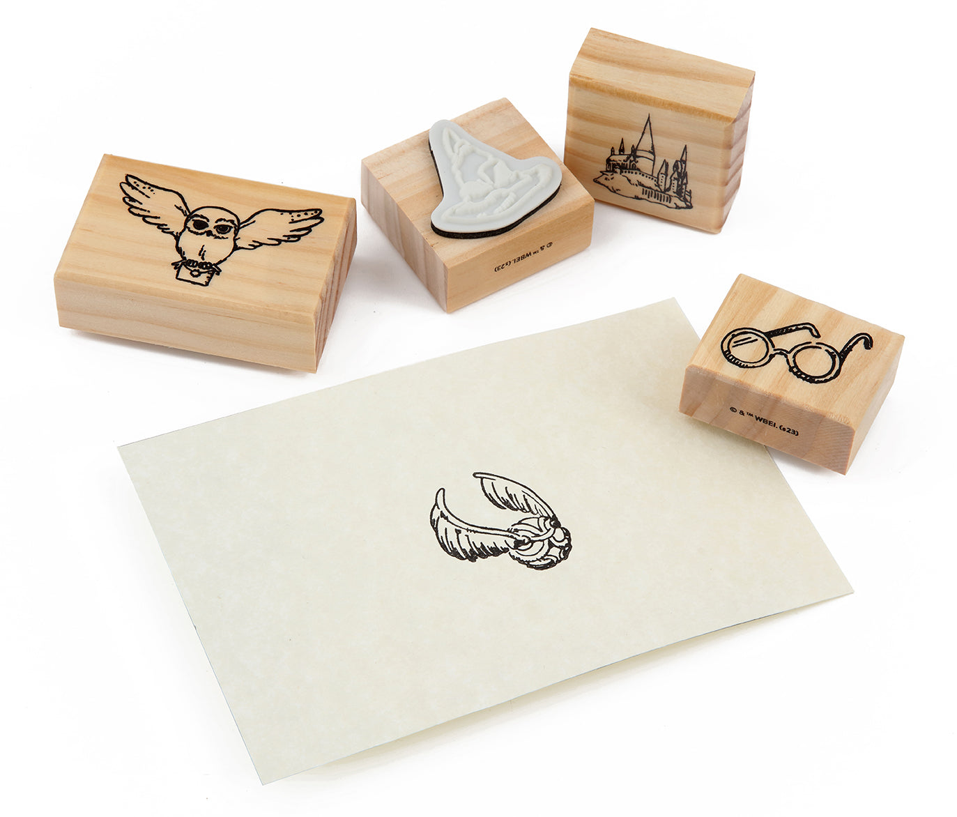 Harry Potter Hogwarts Magical Moments Rubber Stamp Set - 12pcs DIY Scrapbooking Stamps for Journaling, Card Making & Craft Projects (Hogwarts Castle, Golden Snitch, House Crests)