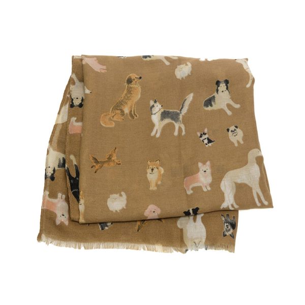 Mixed Dogs Tan Scarf - Soft & Stylish Pet Fashion Accessory for Small & Medium Dogs - Perfect for Winter Walks & Outdoor Adventures