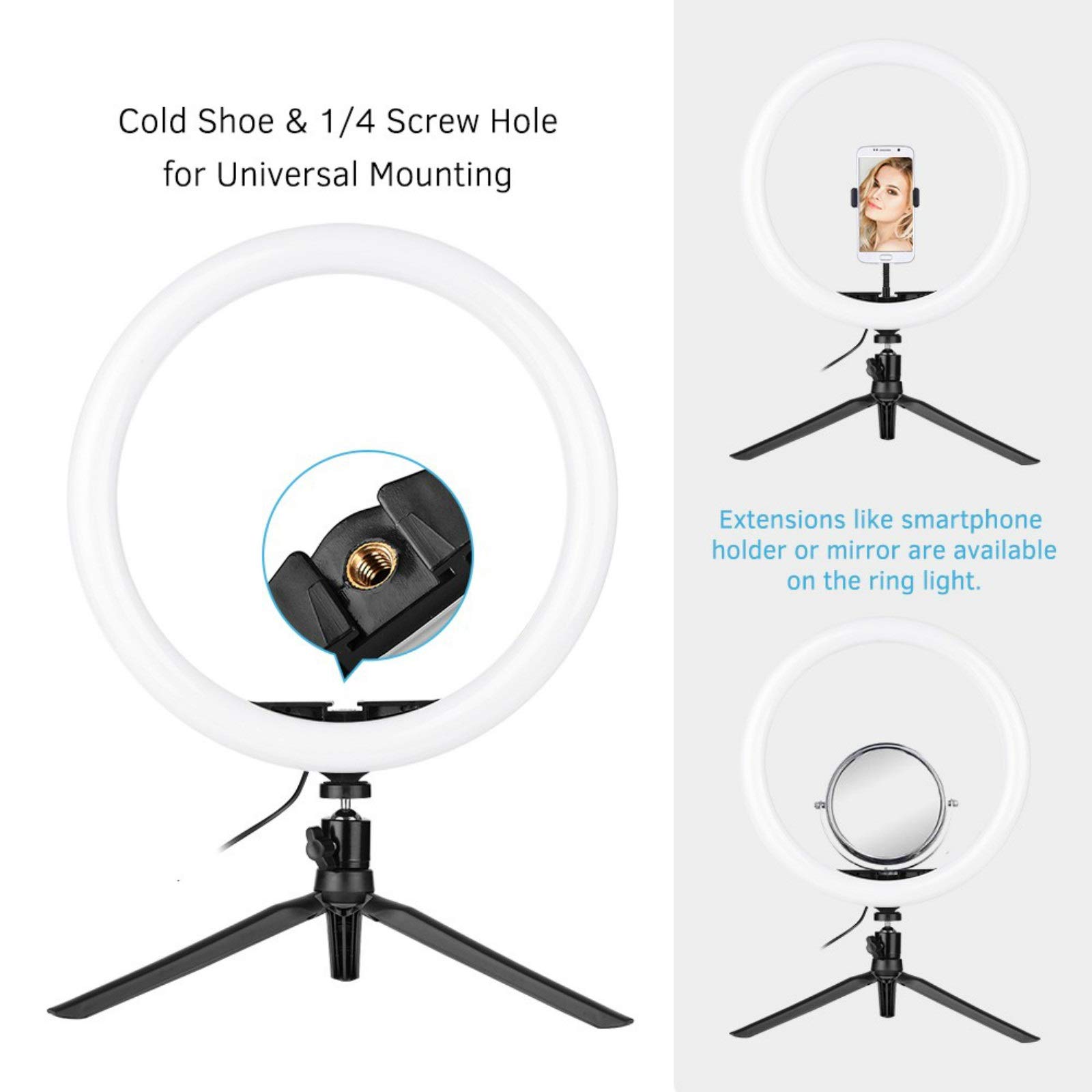 12inch LED Ring Light 5600-8200K with Tripod & Phone Stand - Perfect for Live Streaming & Photography