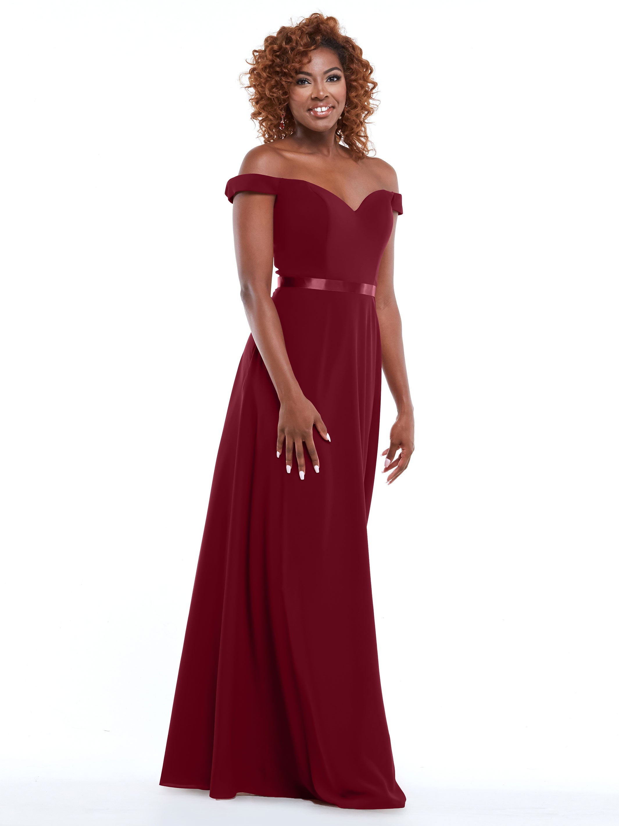 Elegant Off-the-Shoulder A-Line Chiffon Bridesmaid Dress with Sash - Size 80100 - Perfect for Weddings, Formal Events & Special Occasions