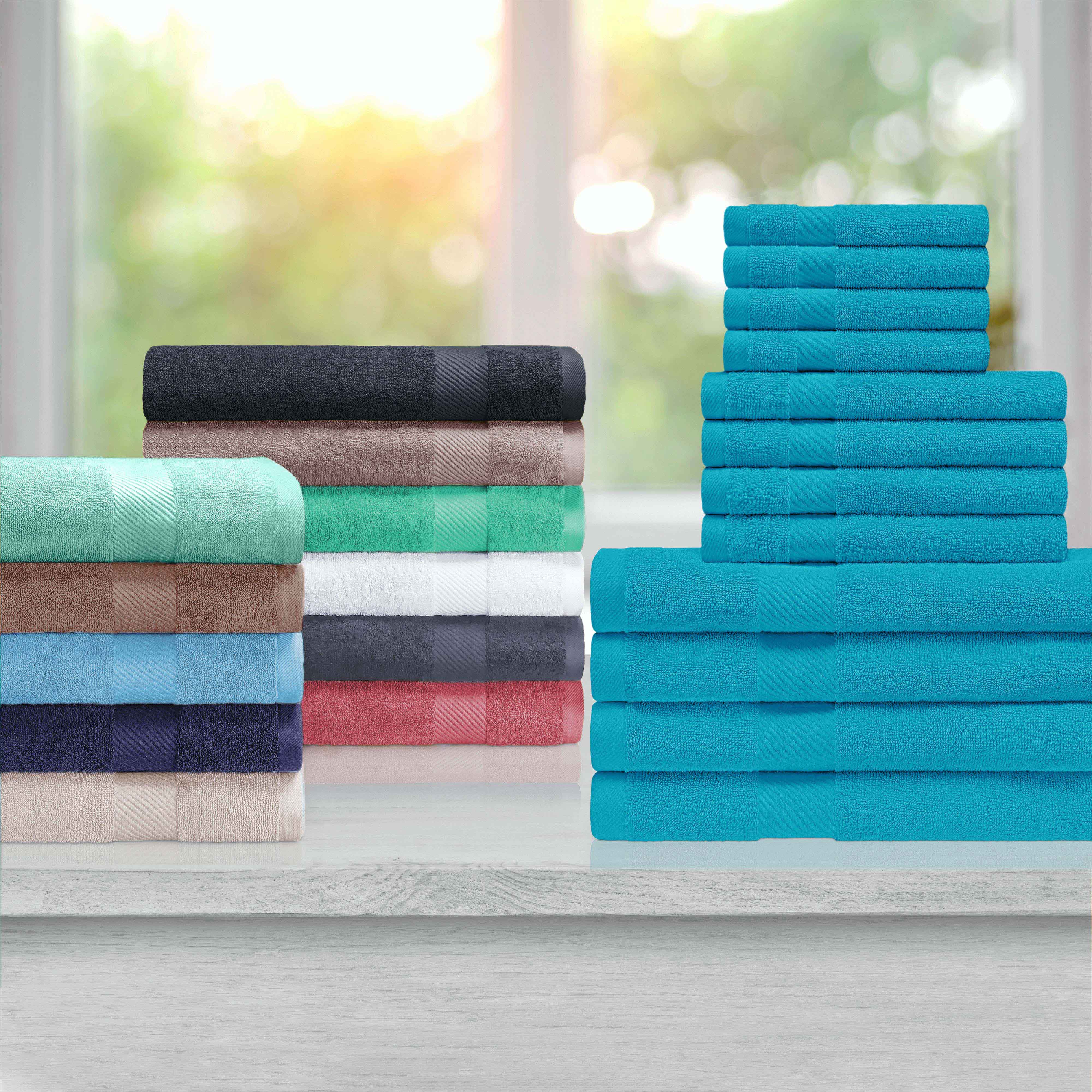 Premium 6-Piece Egyptian Cotton Towel Set with Elegant Dobby Border - Ultra Soft & Absorbent Bath Towels for Spa, Hotel, or Luxury Home Use