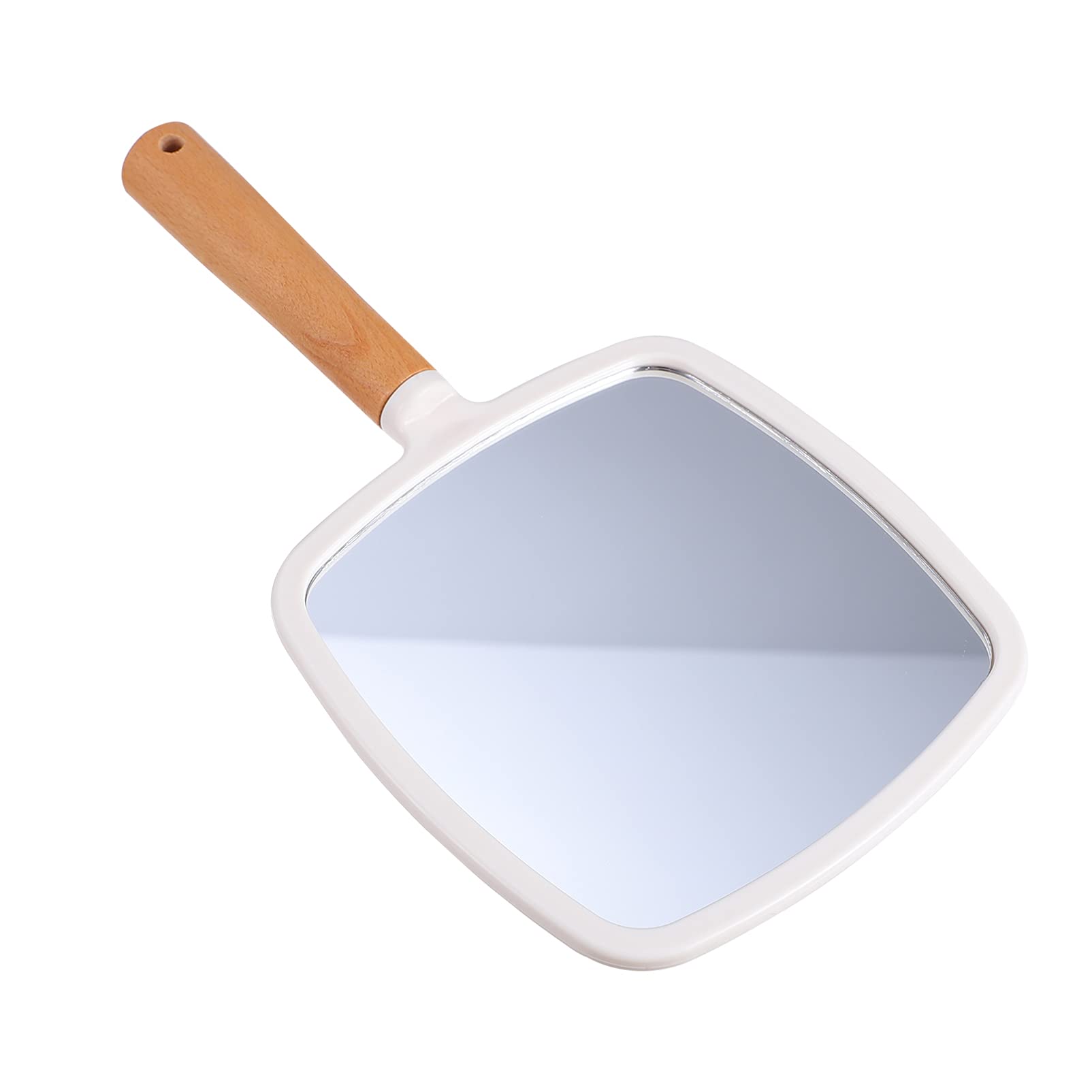 Beaupretty White Square Handheld Mirror with Handle - Portable Cosmetic & Barber Mirror for Makeup, Grooming, Travel & Home Use - Perfect for Vanity, Bathroom, Salon and On-the-Go Touch Ups