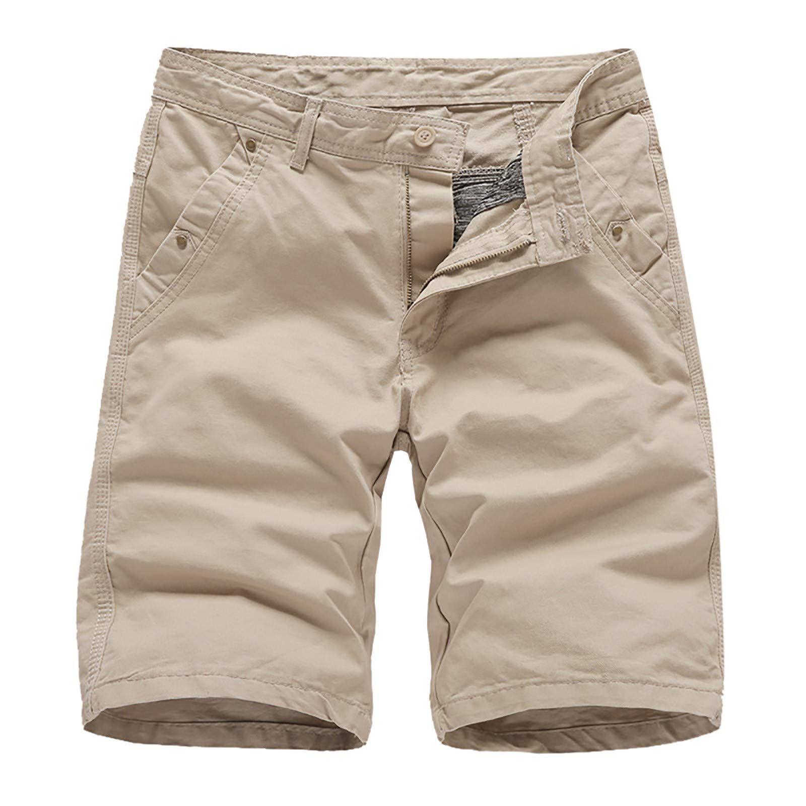 Men's Cargo Shorts - Solid Color Summer Outdoor Pants for Casual Wear & Hiking | Durable Comfortable Leisure Shorts for Men | Perfect for Camping, Travel & Everyday Use