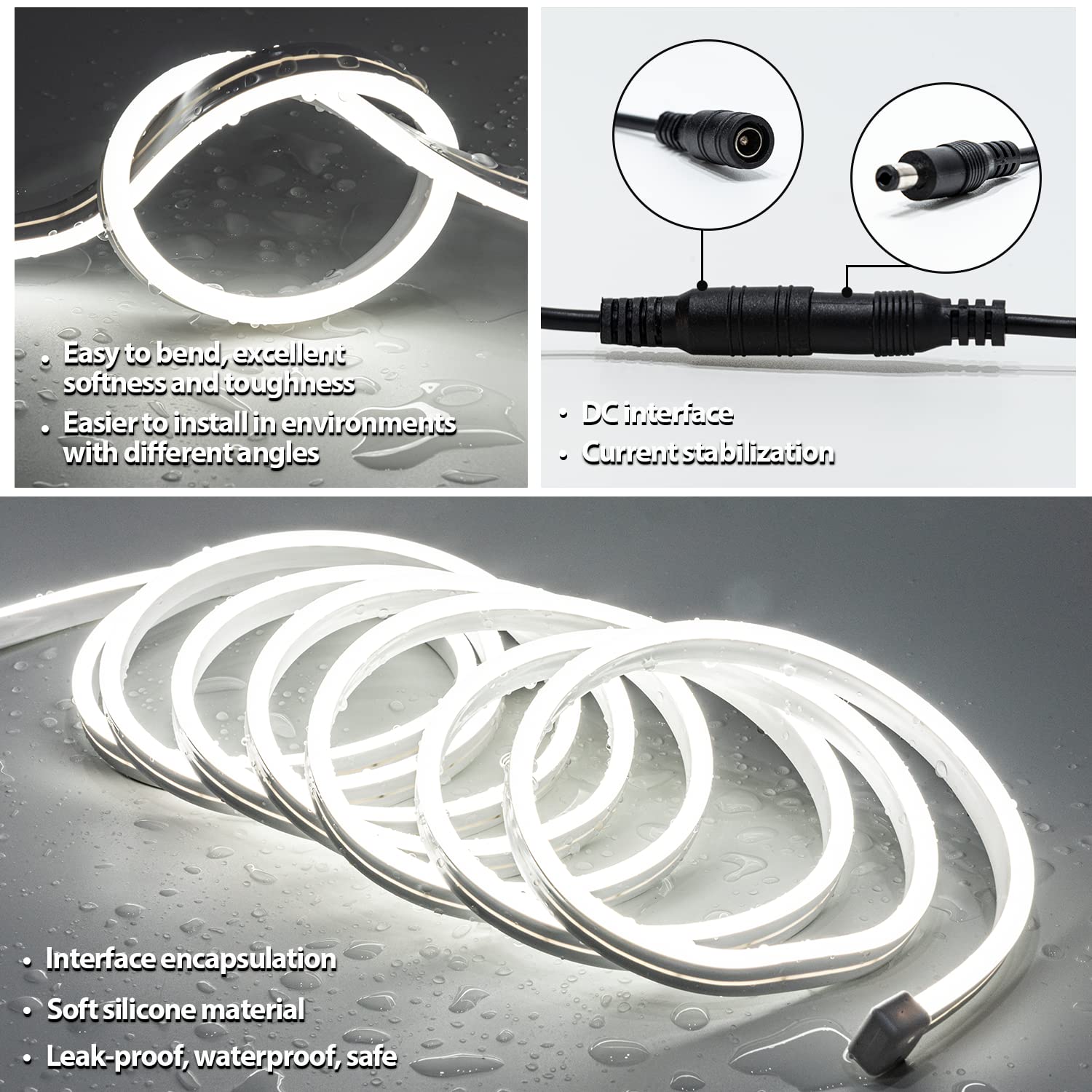 Hollywood Style Vanity Makeup Mirror Lights - 16.4ft Ultra Bright White LED Neon Light Strip with Dimmable Touch Control for Vanity Table & Bathroom Mirror (Mirror Not Included) - Perfect for Professional Makeup Application, Selfie Lighting, and Home Decor