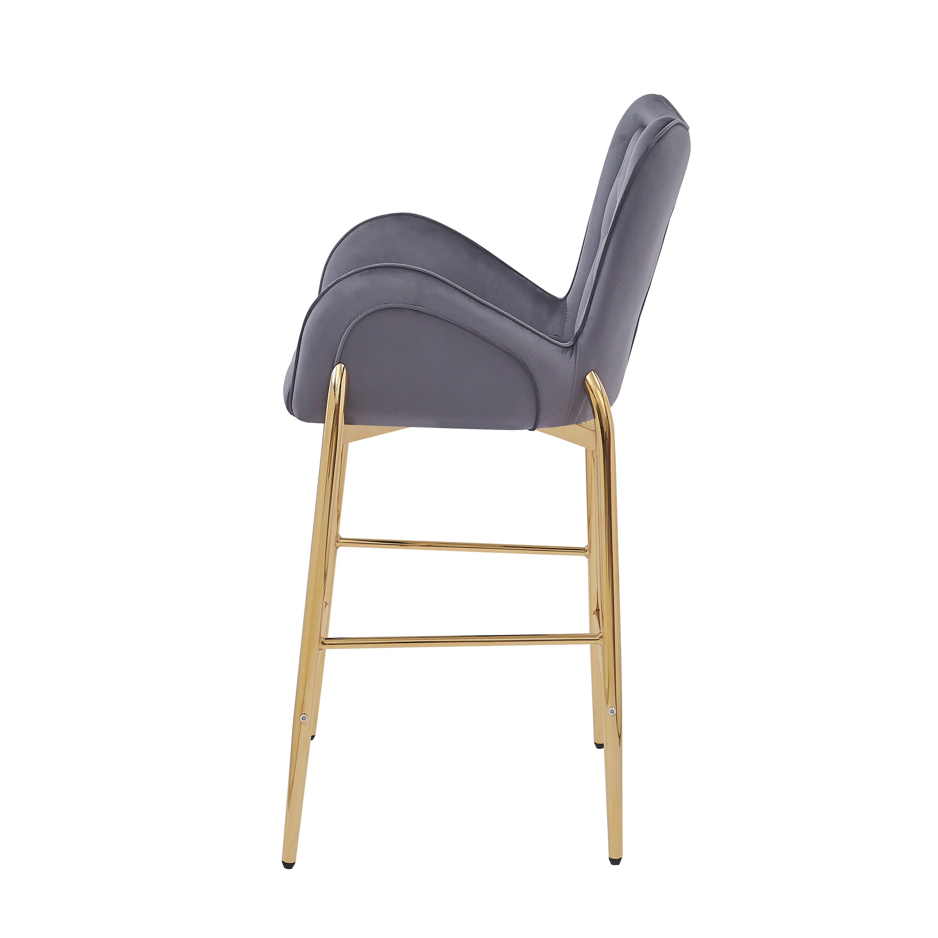 28.75 Inch Counter Height Bar Stools Set of 2 - Velvet Upholstered Barstools with Golden Metal Legs, Adjustable Swivel Bar Chairs for Kitchen Island, Breakfast Nook & Home Bar Decor