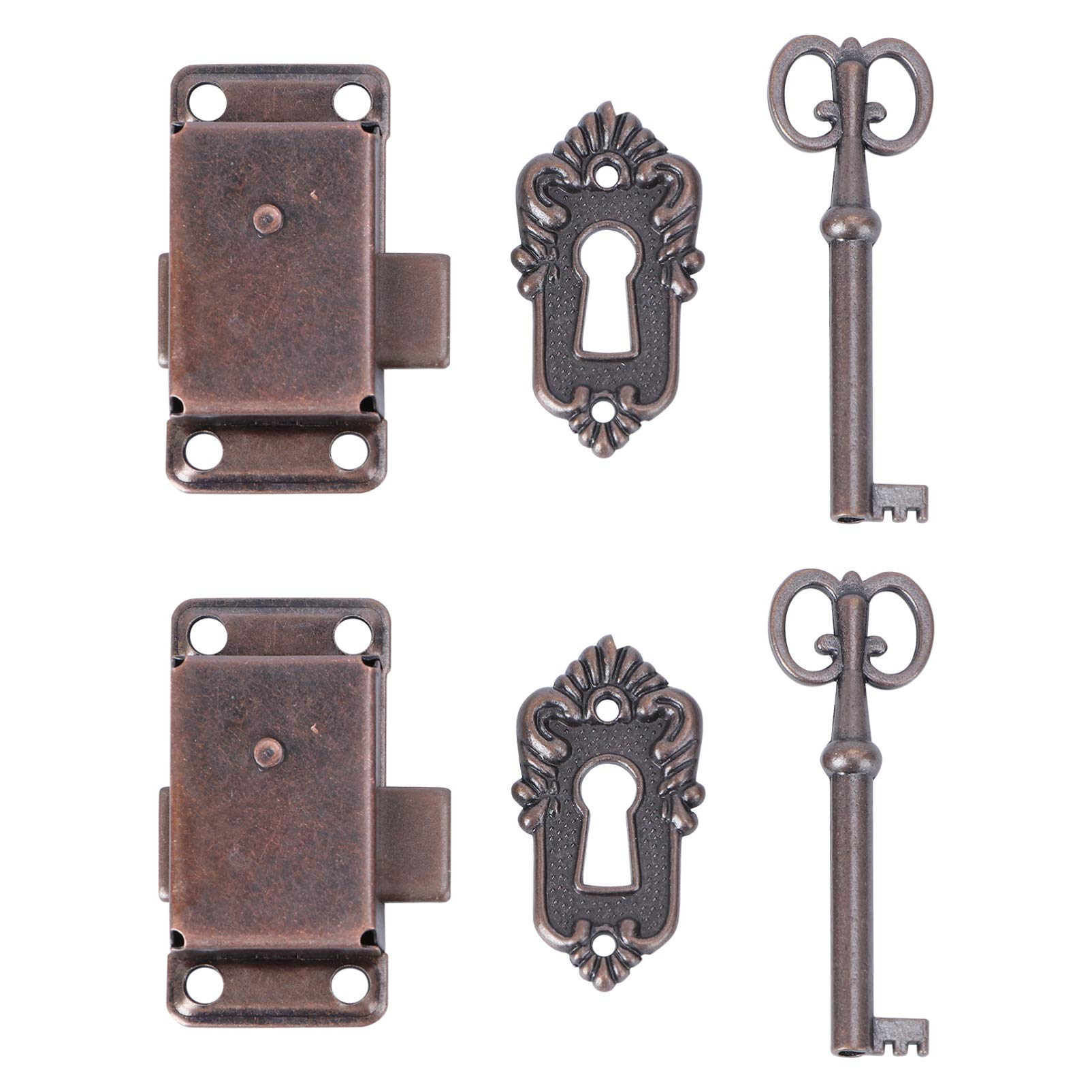 Vintage Jewelry Box Lock 2-Piece Set - Antique Rustic Duckbilled Toggle Hasp Buckle for Furniture, Wardrobe, Suitcase & Luggage | Secure Your Valuables in Style