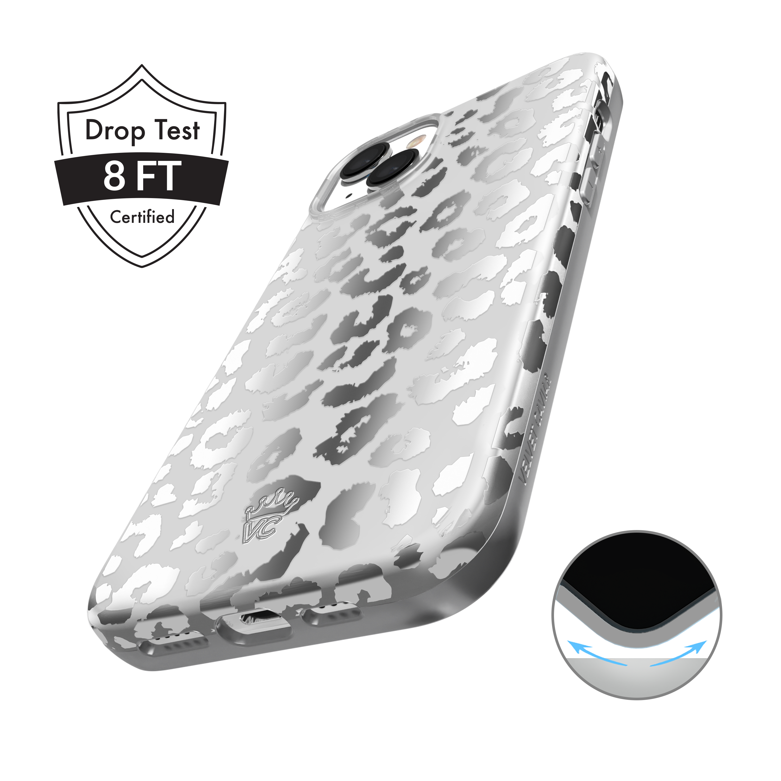 Chrome Leopard Print iPhone Case - Stylish Protective Cover for iPhone 13/14/15 Pro Max - Perfect for Fashion Lovers & Trendy Outfits