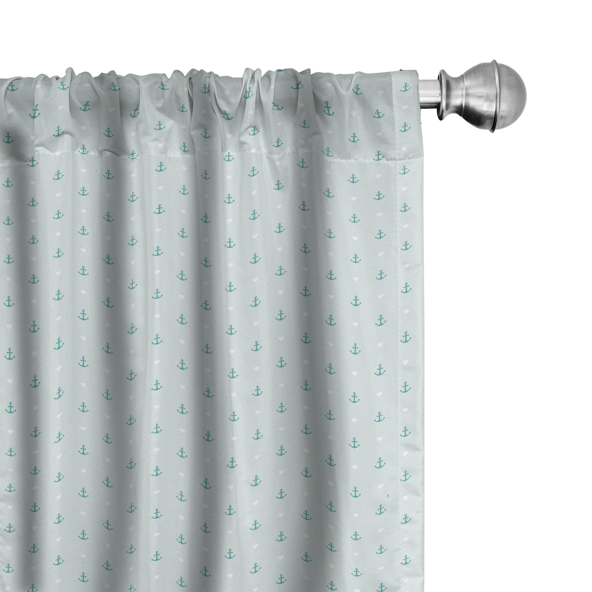 Ambesonne Anchor Curtains - Nautical Themed Window Treatments with Small Anchors & Hearts, 2 Panel Set (28