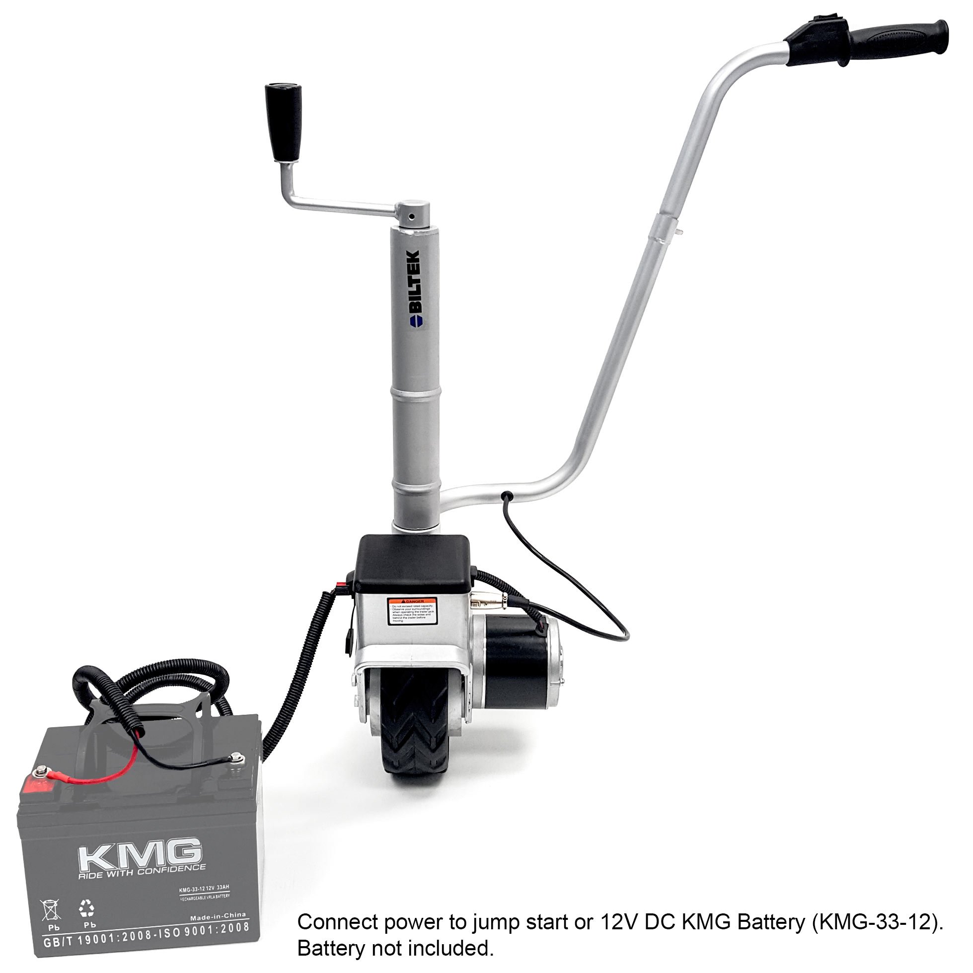 350W 12V Electric Trailer Jack - Heavy Duty 2500Lbs Capacity Trailer Mover with Lock & Key for Utility Trailers, Campers, Caravans & Boats - Easy Maneuvering for Parking & Storage