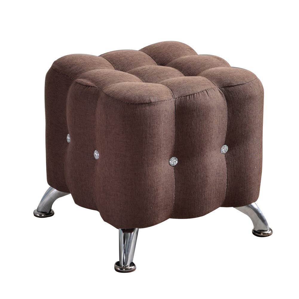 Cotton Linen Flannel Velvet Ottoman Cube - Multi-Functional Footstool, Sofa Stool & Shoe Bench for Living Room, Bedroom & Entryway (Coffee Brown) - Perfect for Relaxing, Storage & Changing Shoes