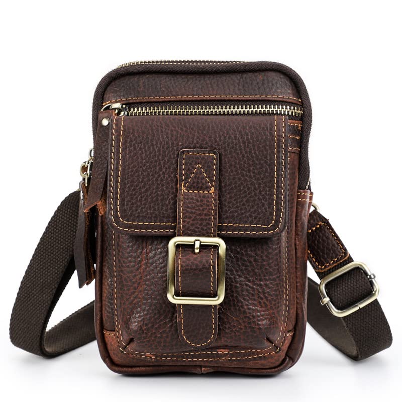 Vintage Leather Messenger Bag for Men - Classic Single Shoulder Crossbody Bag with Phone & Document Pockets - Perfect for Work, Travel & Everyday Use