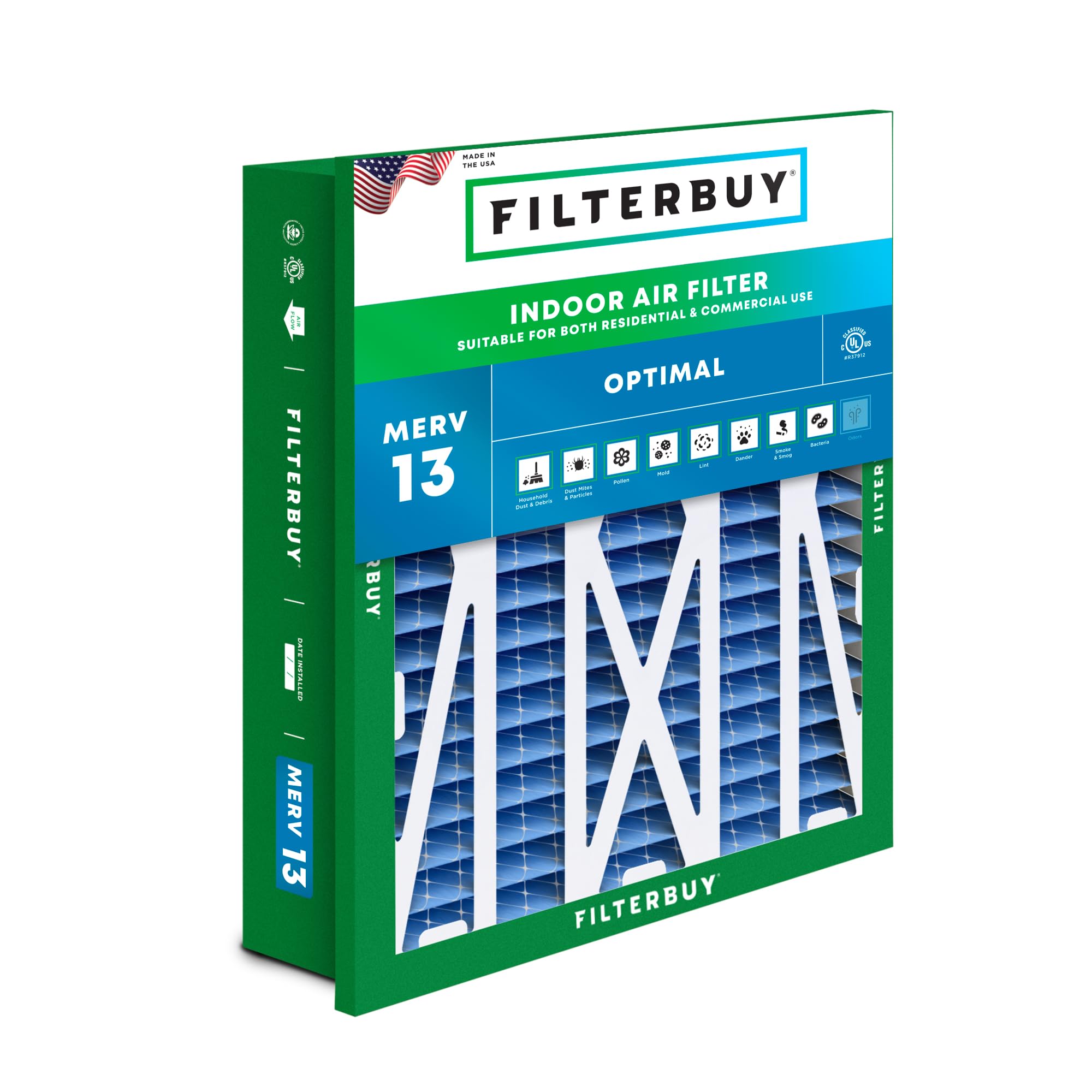Filterbuy 24x24x5 MERV 13 Air Filter (1-Pack) - High Efficiency HVAC Furnace & AC Replacement Filter for Honeywell Return Grille - Actual Size 22.38x22.38x4.38 Inches - Perfect for Home, Office & Allergy Relief