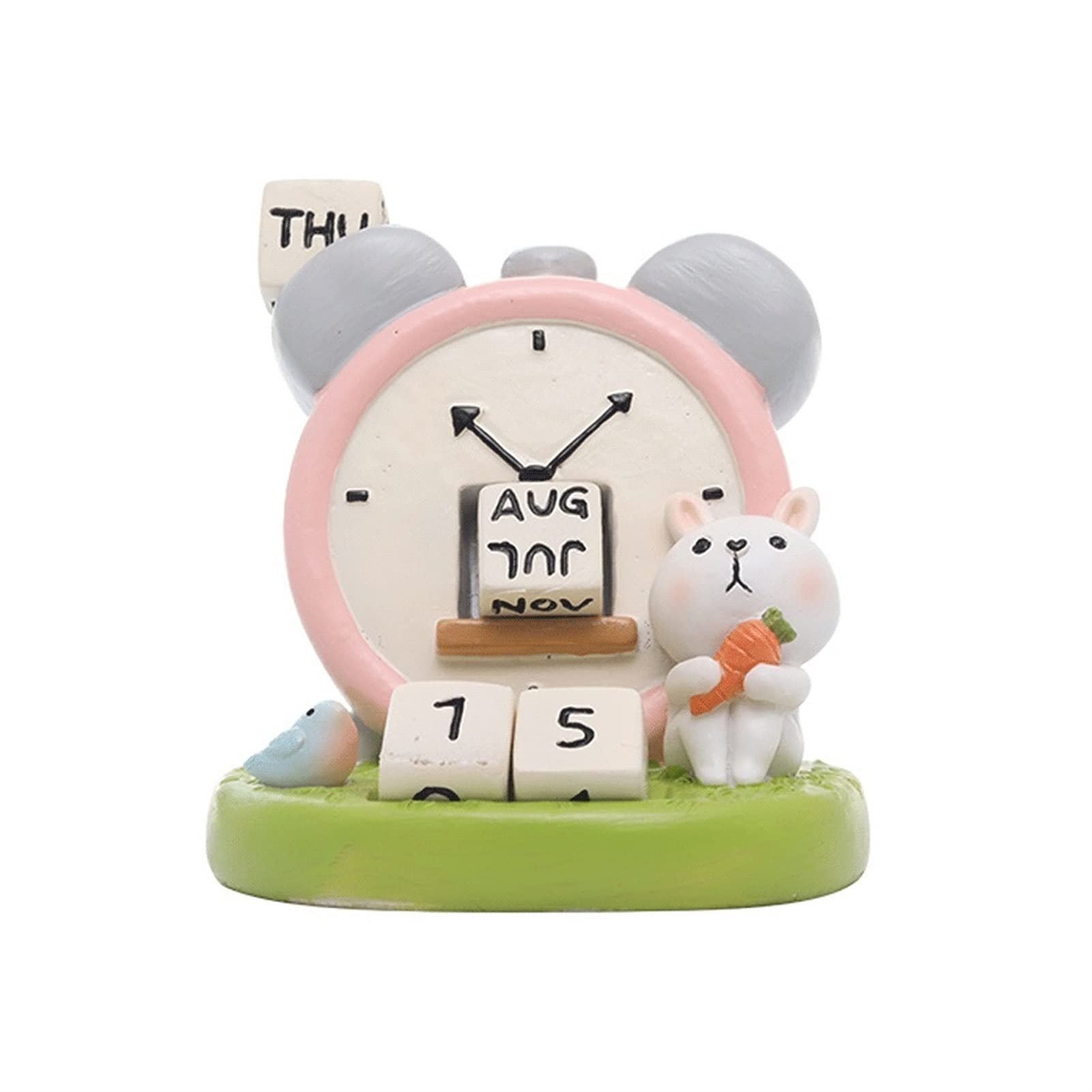 LZL Mini Perpetual Desk Calendar - Cute Resin Animal Block Calendar (2.5x2.9 Inch) with Rabbit Design | Perfect for Office, Home Decor, Gift Idea & Productivity Tracking