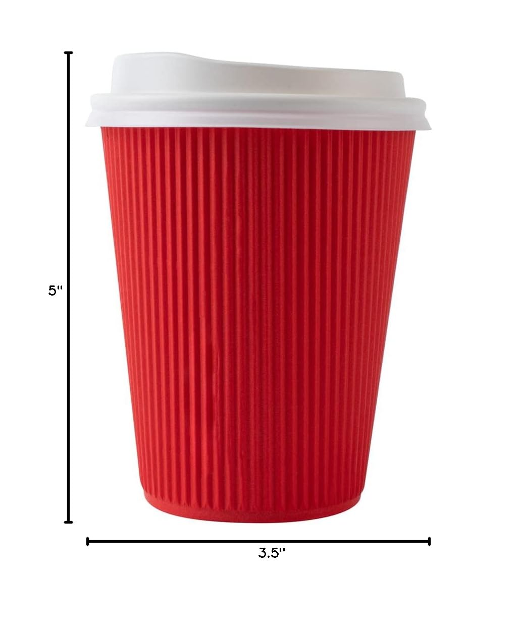 12oz Insulated Coffee Cups with Lids (200 Pack) - Leakproof & Non-Slip Red Disposable Paper Cups for Hot Beverages - Perfect for Coffee, Tea, Hot Cocoa & Lattes in Restaurants, Cafés & Offices