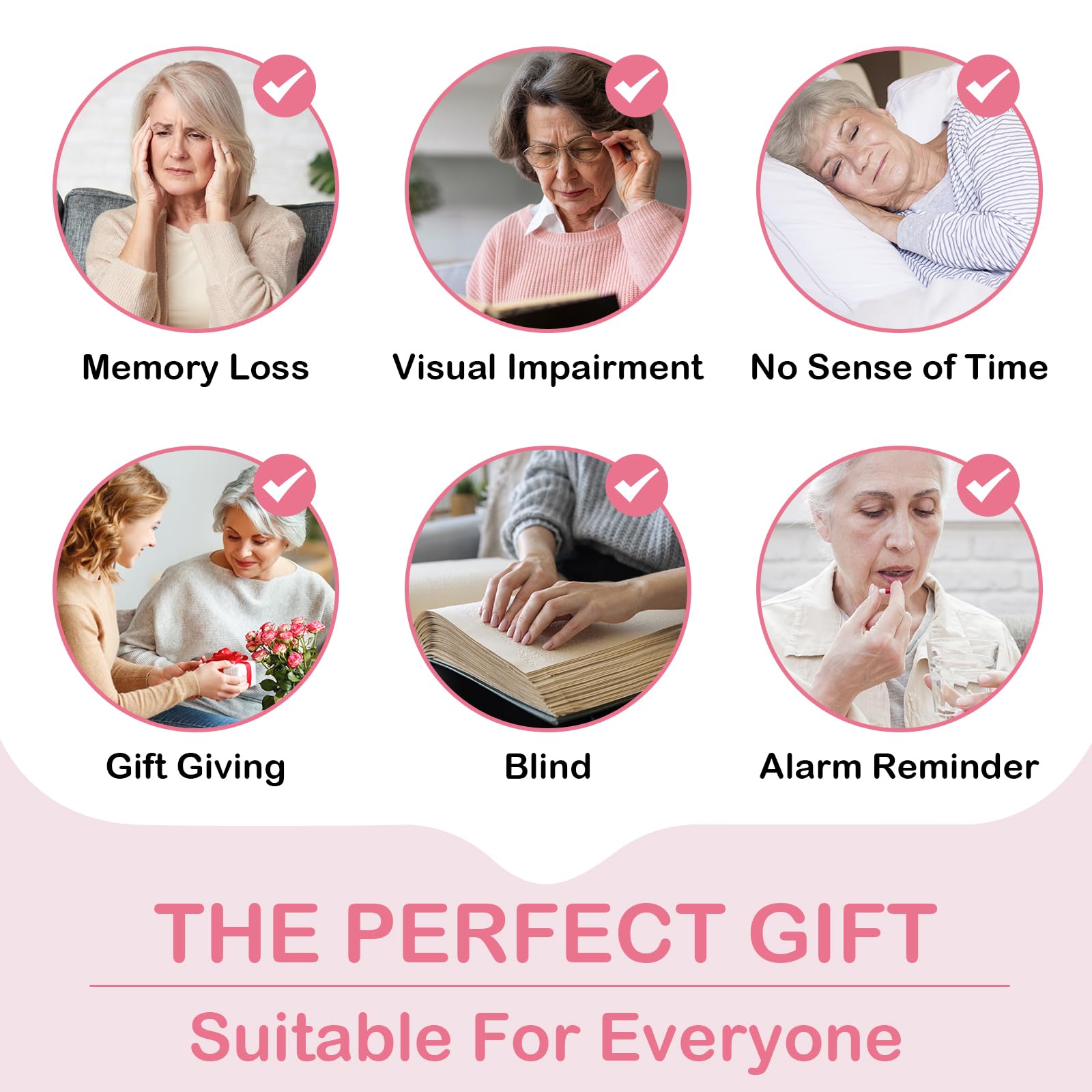 Talking Watch for Visually Impaired & Seniors - Large Number Voice Watch for Blind & Elderly - Clear American Accent Women's Watch - Perfect for Daily Use, Time Management & Accessibility Needs