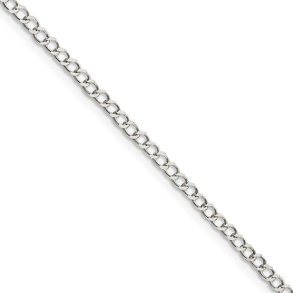 3mm Sterling Silver Diamond Cut Solid Open Curb Chain Necklace for Men and Women - Perfect for Everyday Wear, Gifts, and Special Occasions